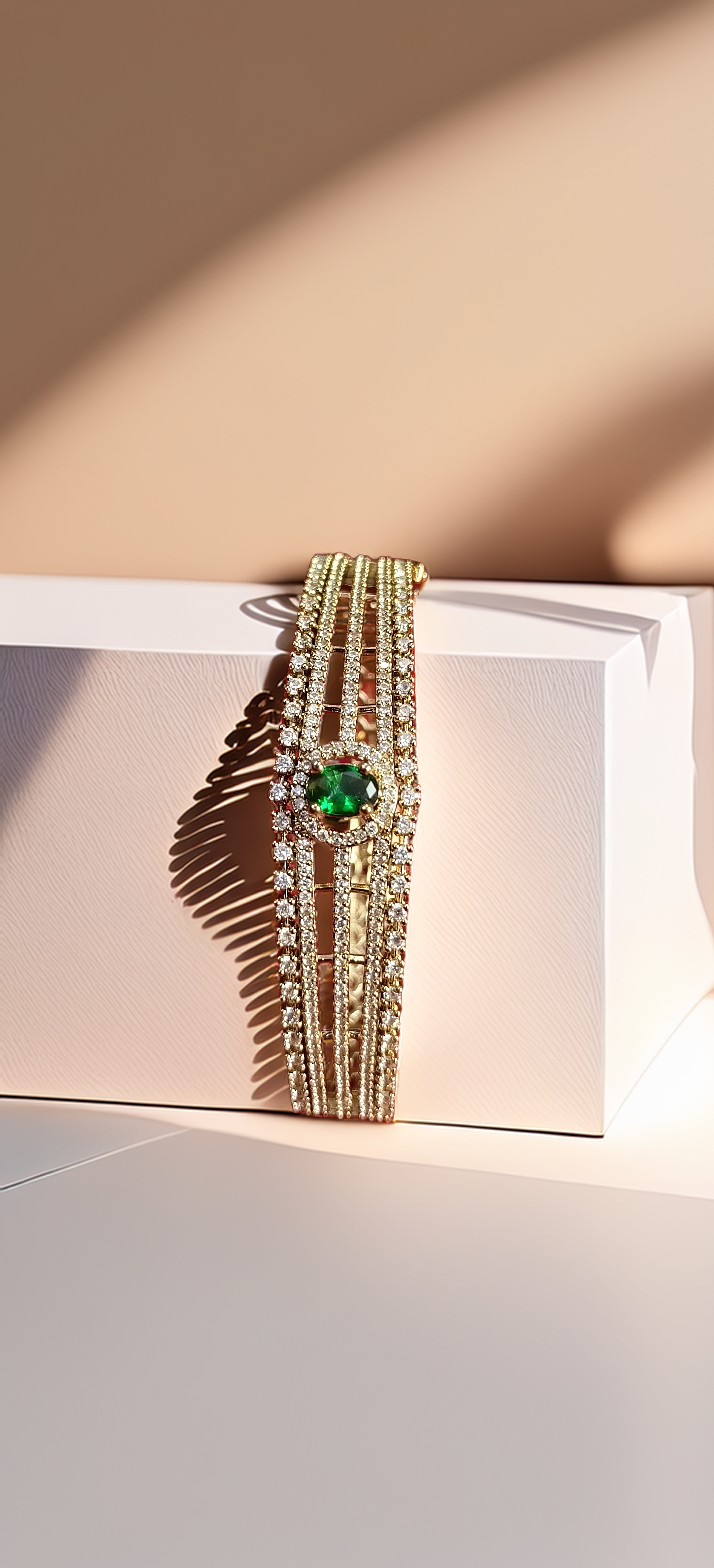 Elegant American Diamond Bracelet Emerald / Sapphire / Baby Pink (1007)