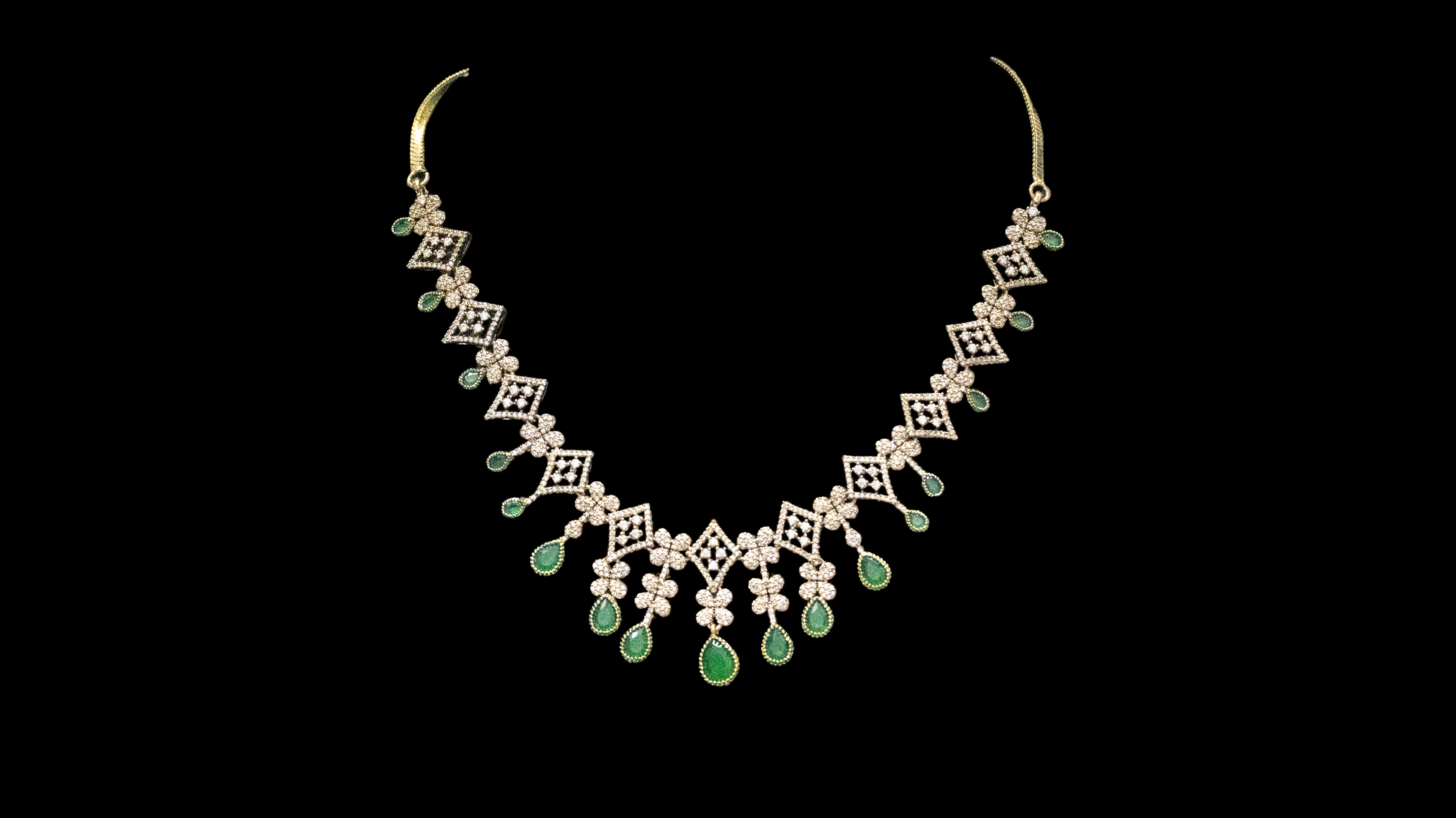 Latest Brass AD Necklace Set Designs – 2025 Collection (1031)