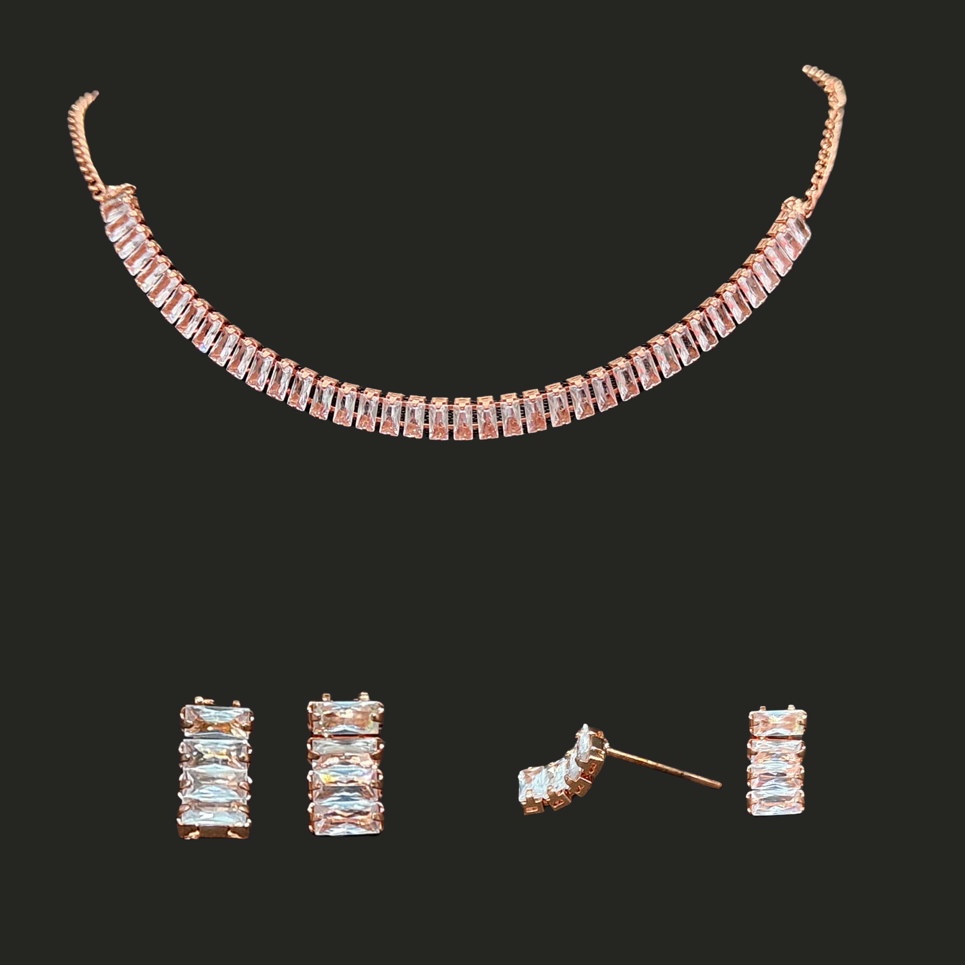 Golden Polish AD Necklace Set – Real Diamond Lookalike (1065)