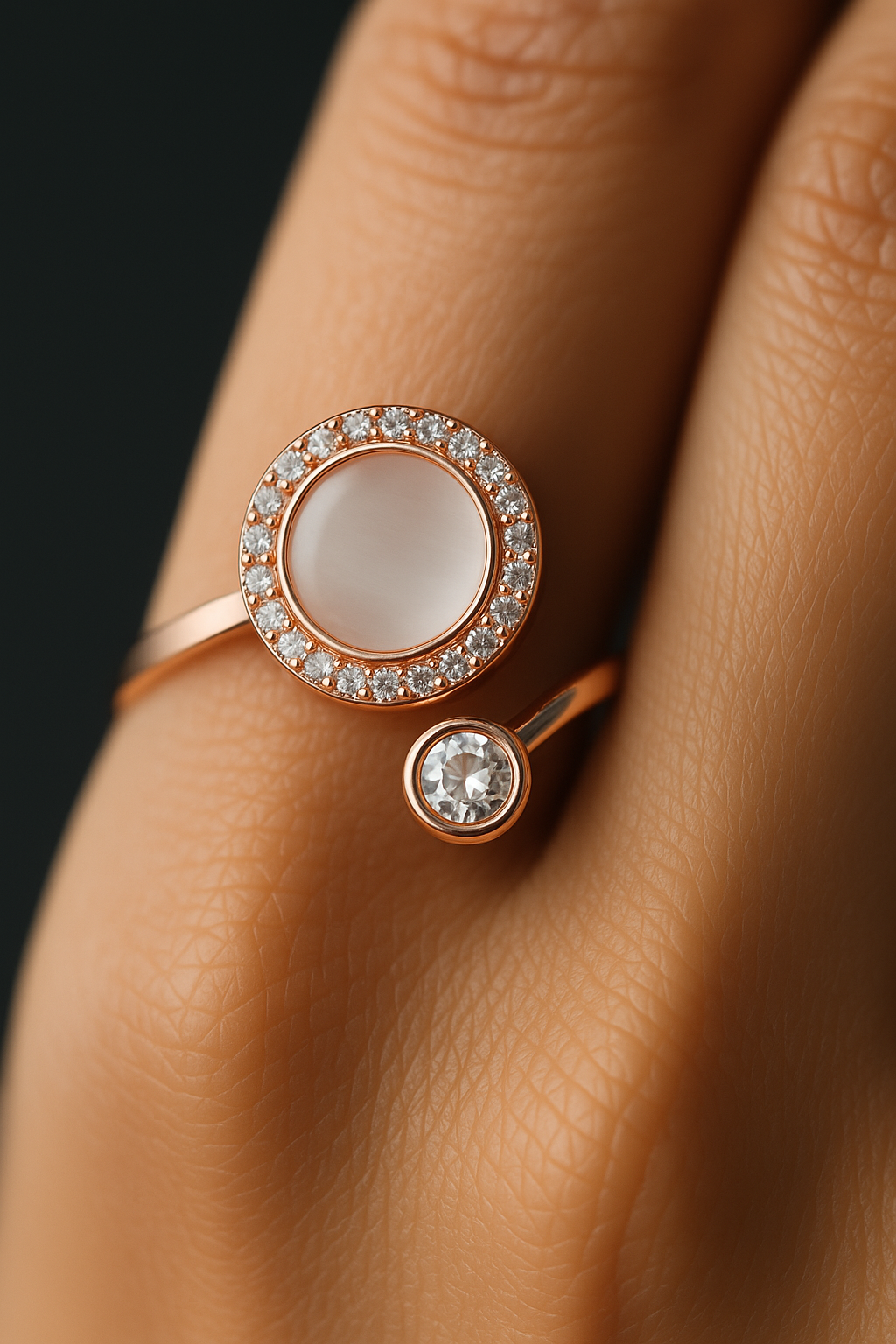 Rose Gold Diamond and Mother-of-Pearl Ring