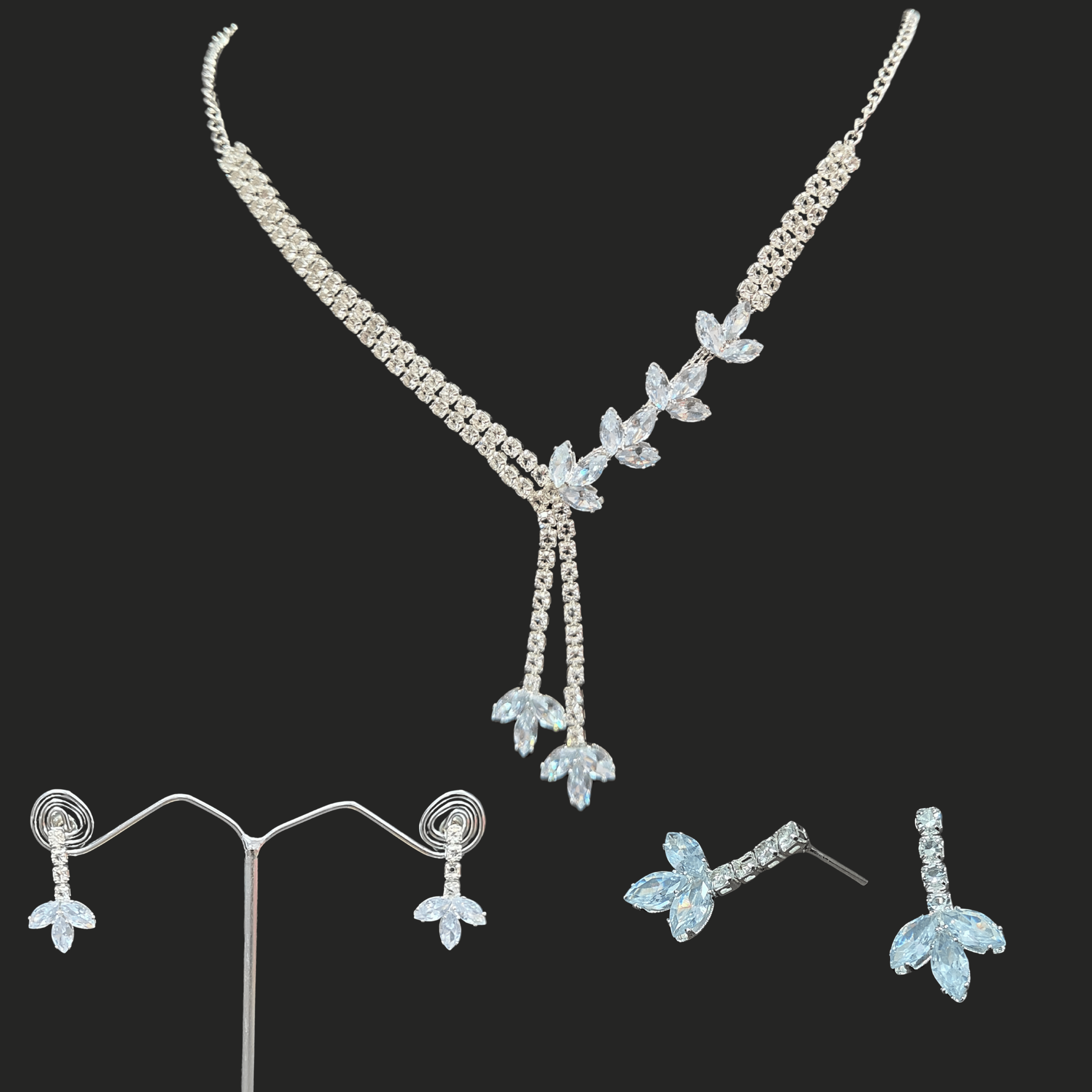 Silver AD Necklace Set – Regal Look in Budget (1063)