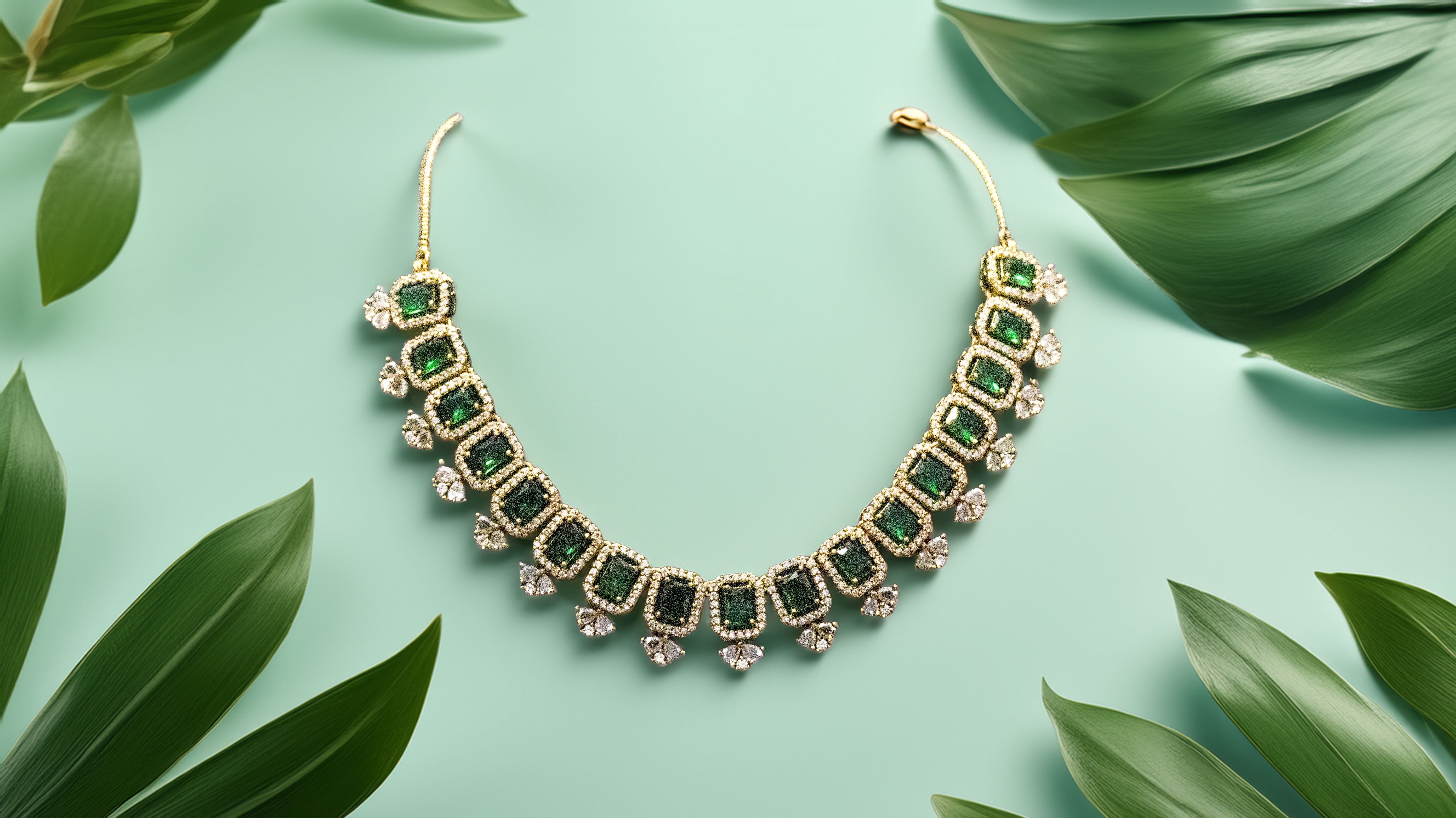 Latest Brass AD Necklace Set Designs – 2025 Collection (1014)