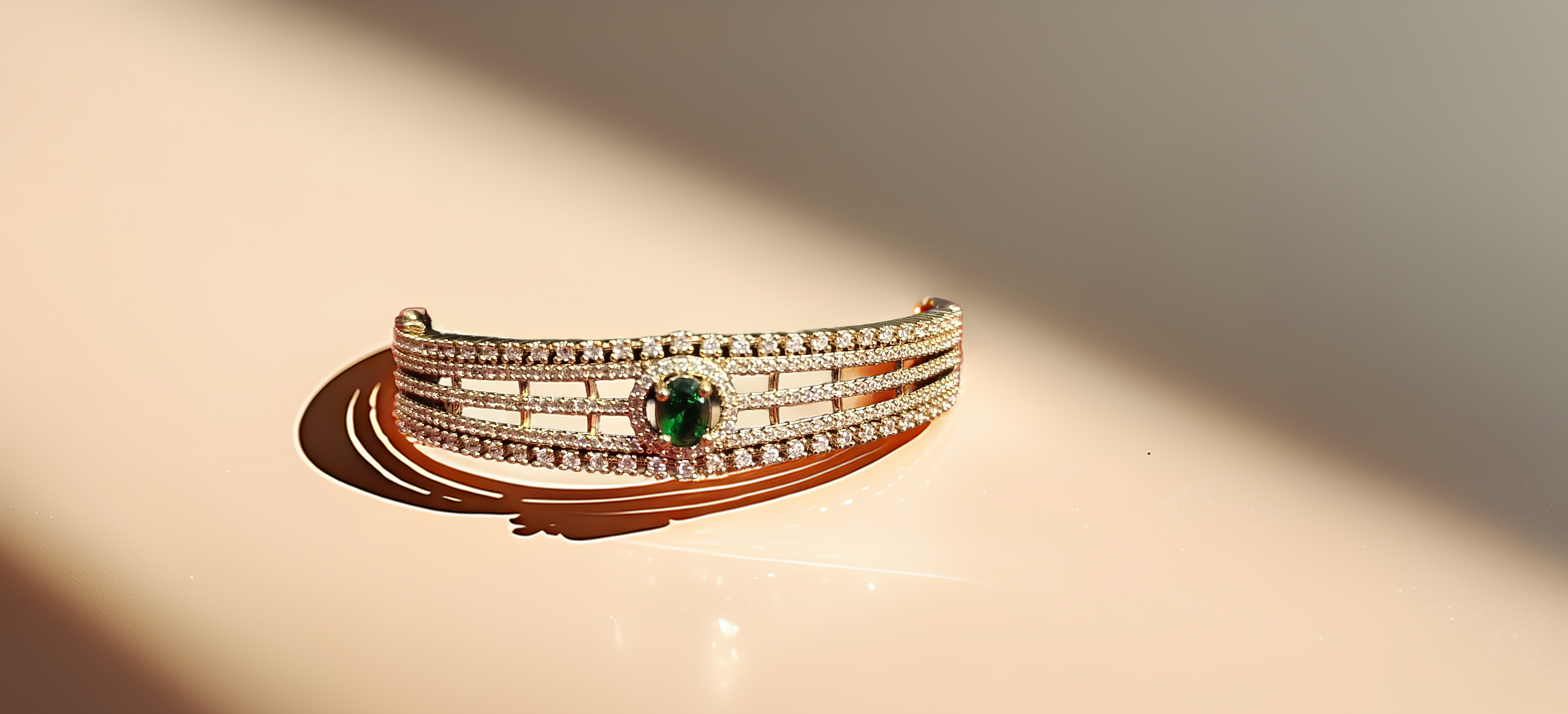 Elegant American Diamond Bracelet Emerald / Sapphire / Baby Pink (1007)