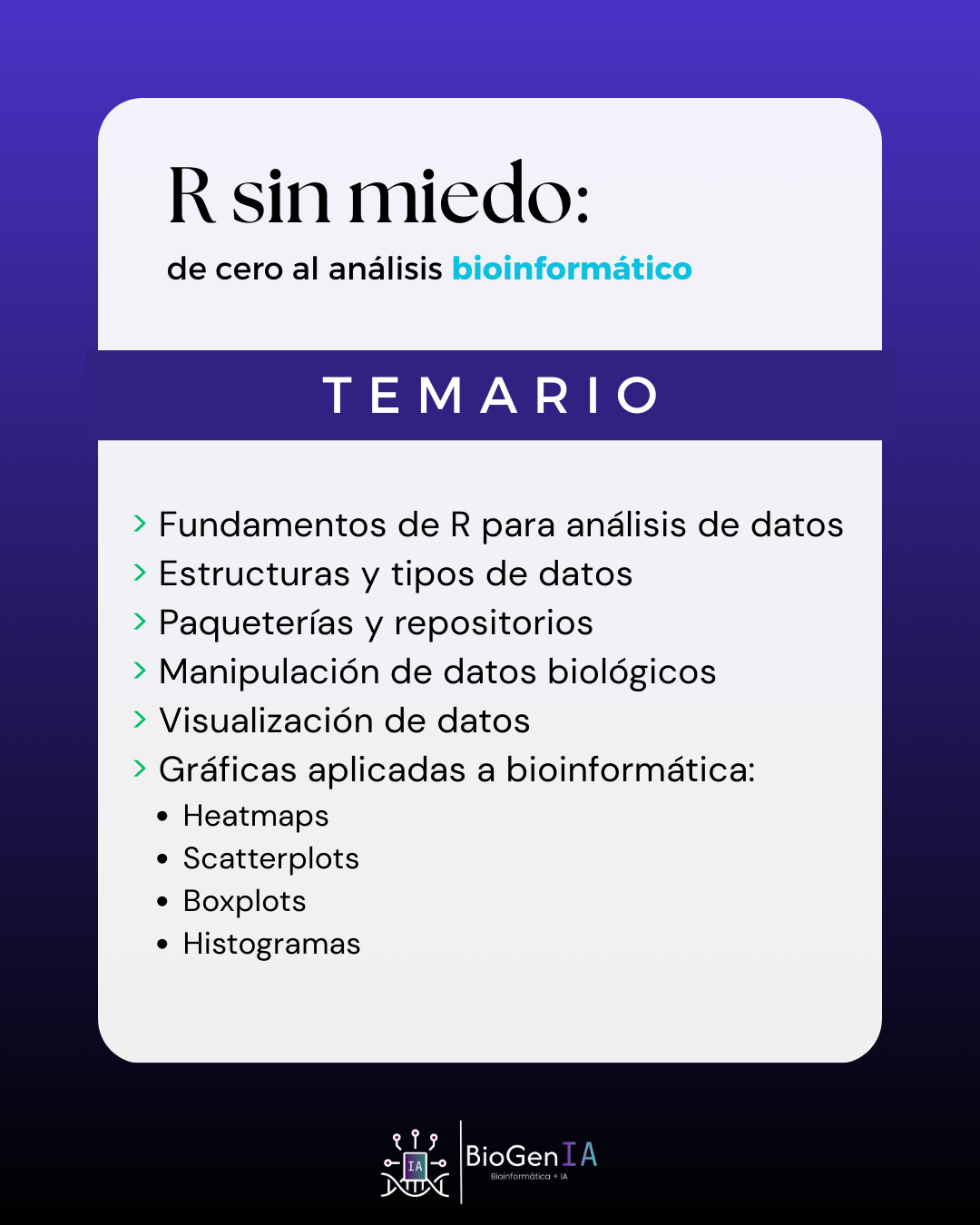 GRABACIÓN: R aplicado a Bioinformática