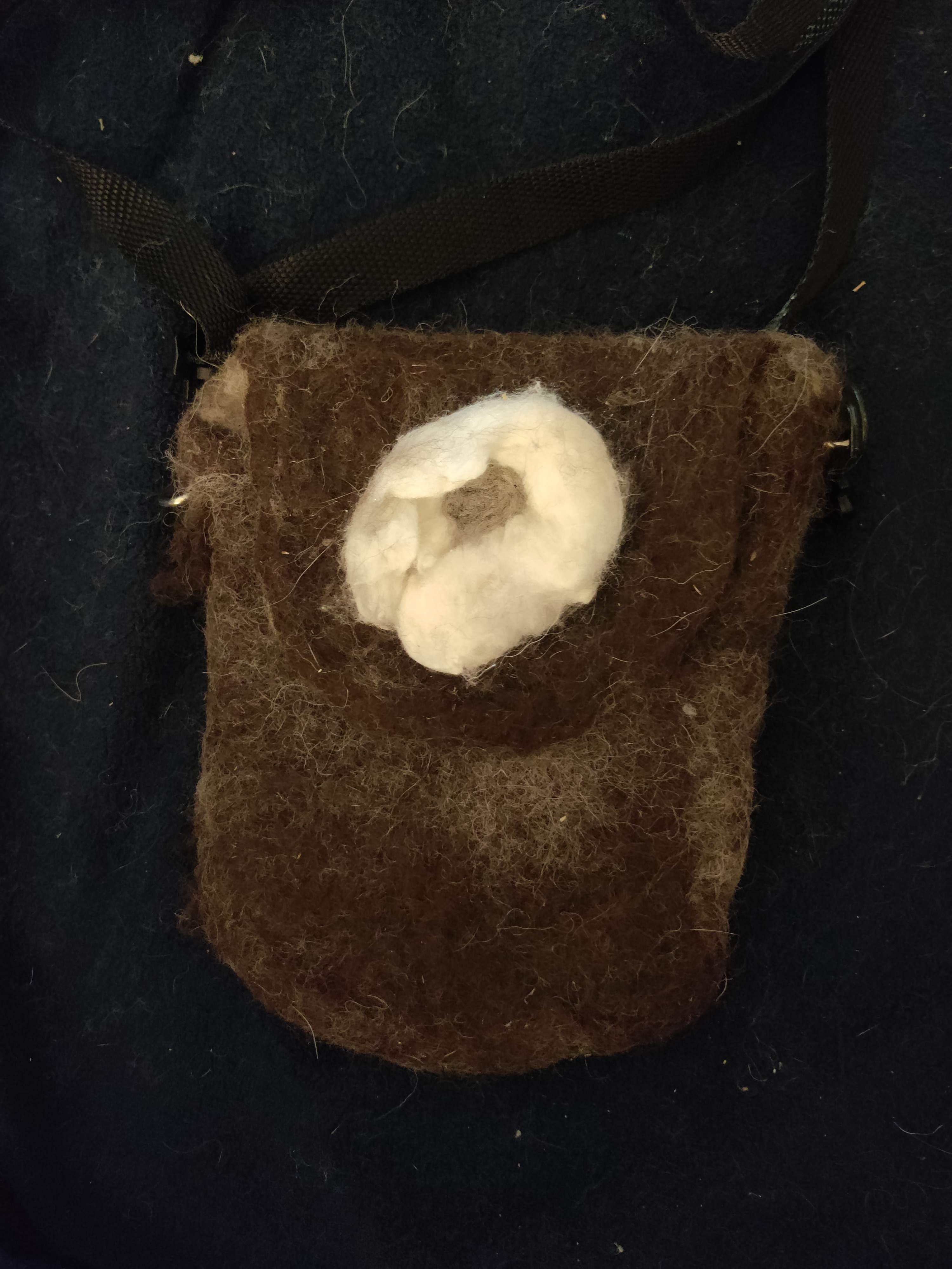 Brown Alpaca purse with Silk hanky flower 
