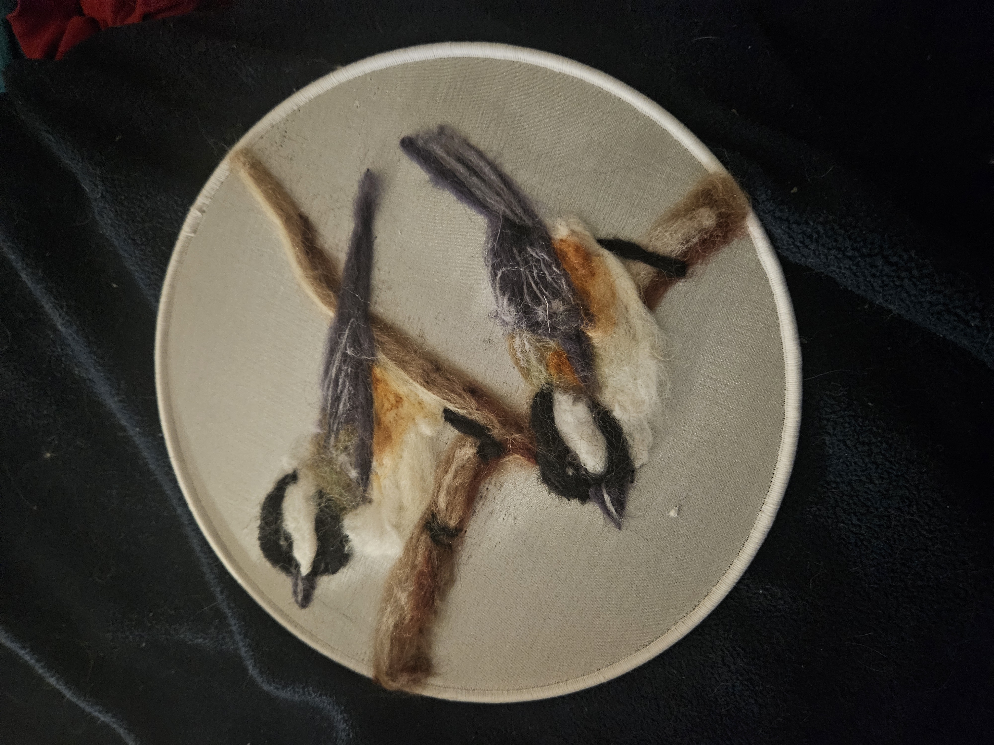 Black Cap Chickadee on Silk Hoop