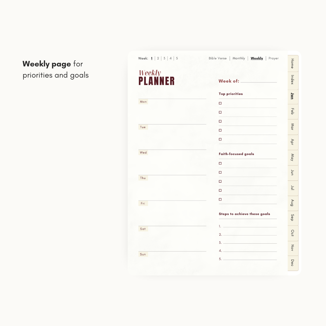 Christ-Focused Digital Planner (Burgundy)