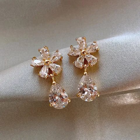 Pendientes de Flores con Cristal