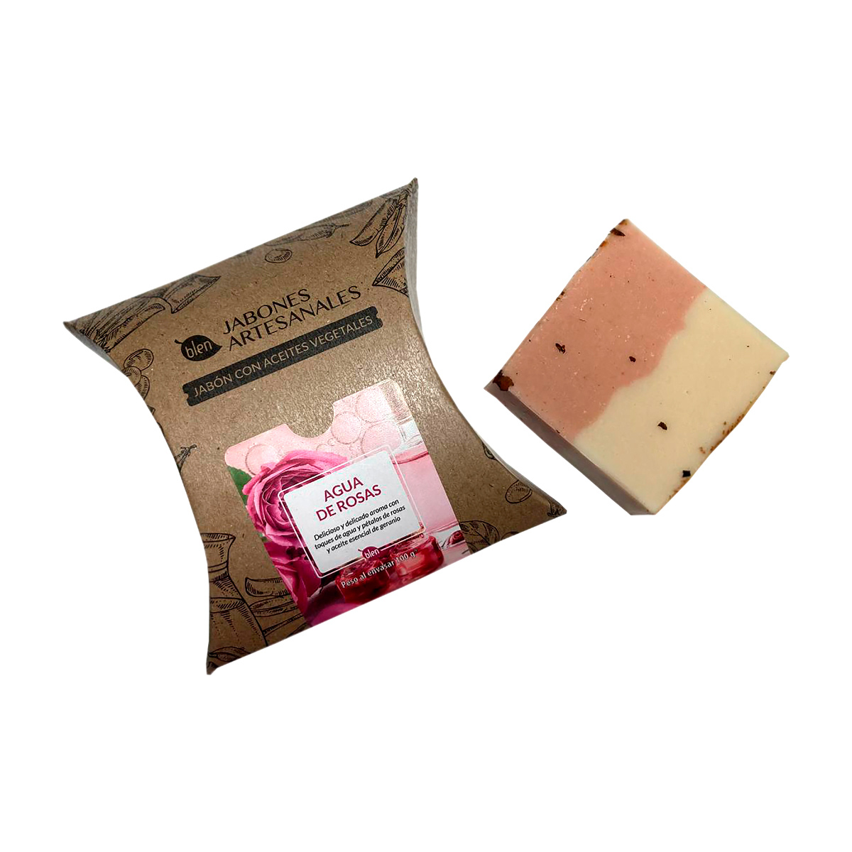 Jabón artesanal de agua de rosas