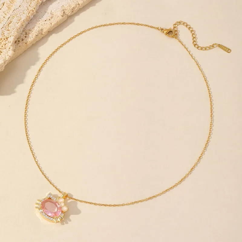 Collar de Hello Kitty con Cristal Rosa
