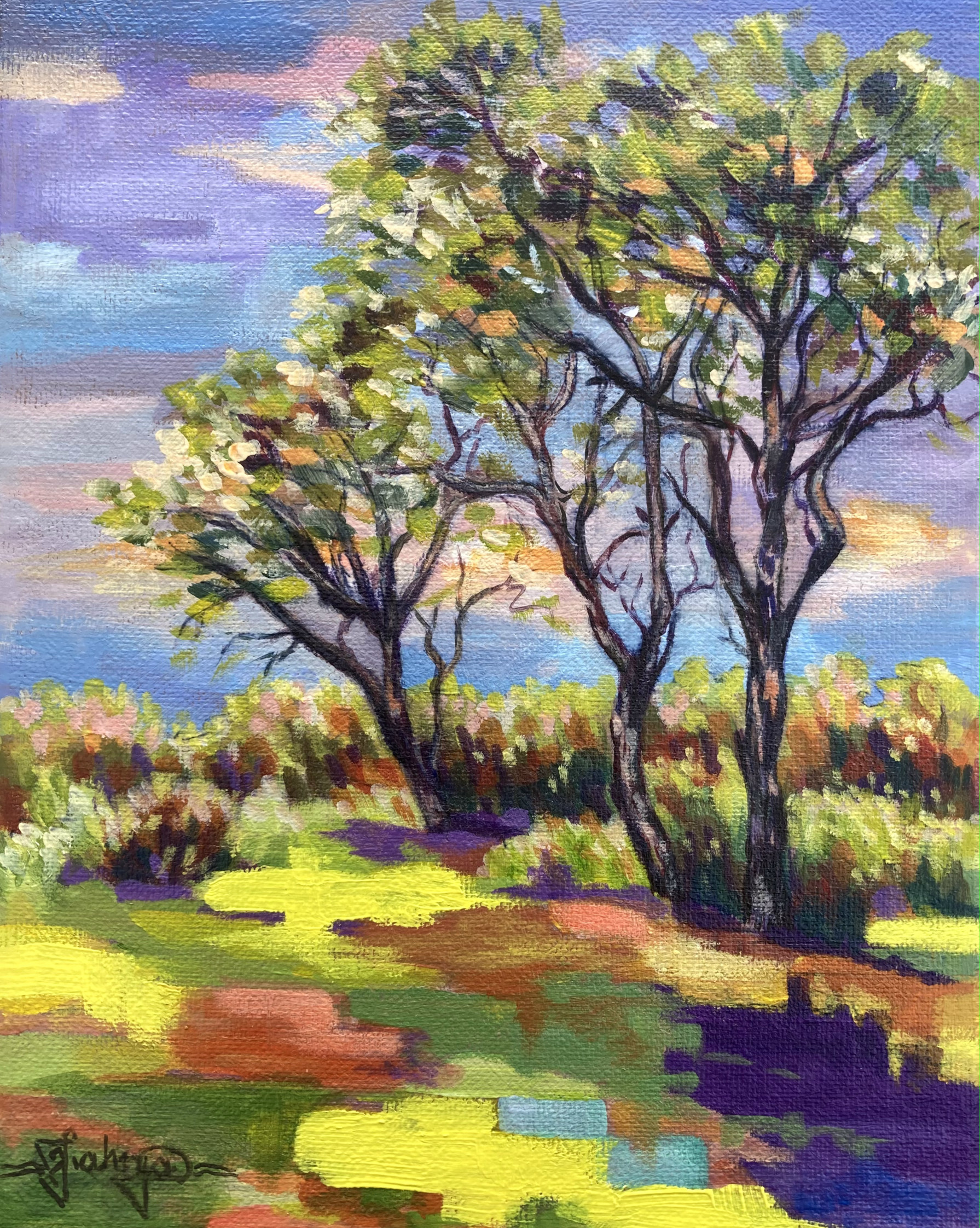 Acrylic Painting on Canvas of Australian Landscape Reimagined
