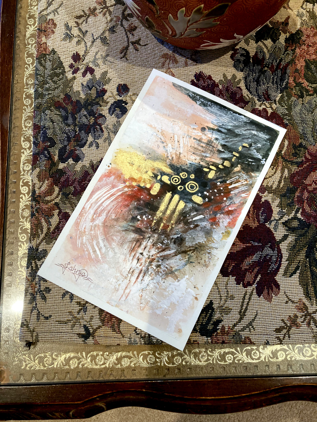 Mixed Media Abstract Painting on Paper