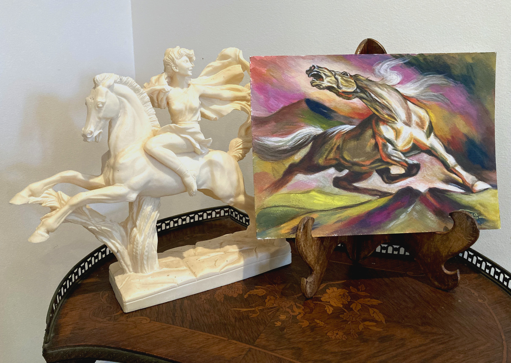 Acrylic Painting of Fiery Palomino Stallion