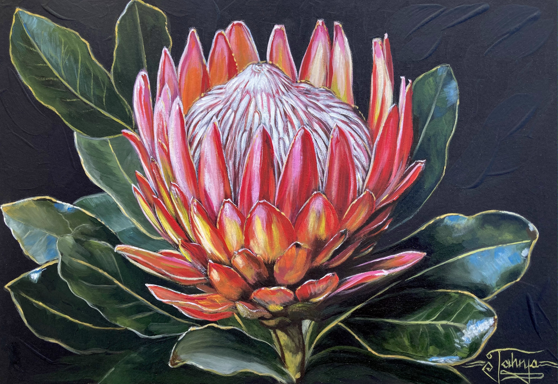 Acrylic Painting of Protea Flower #1
