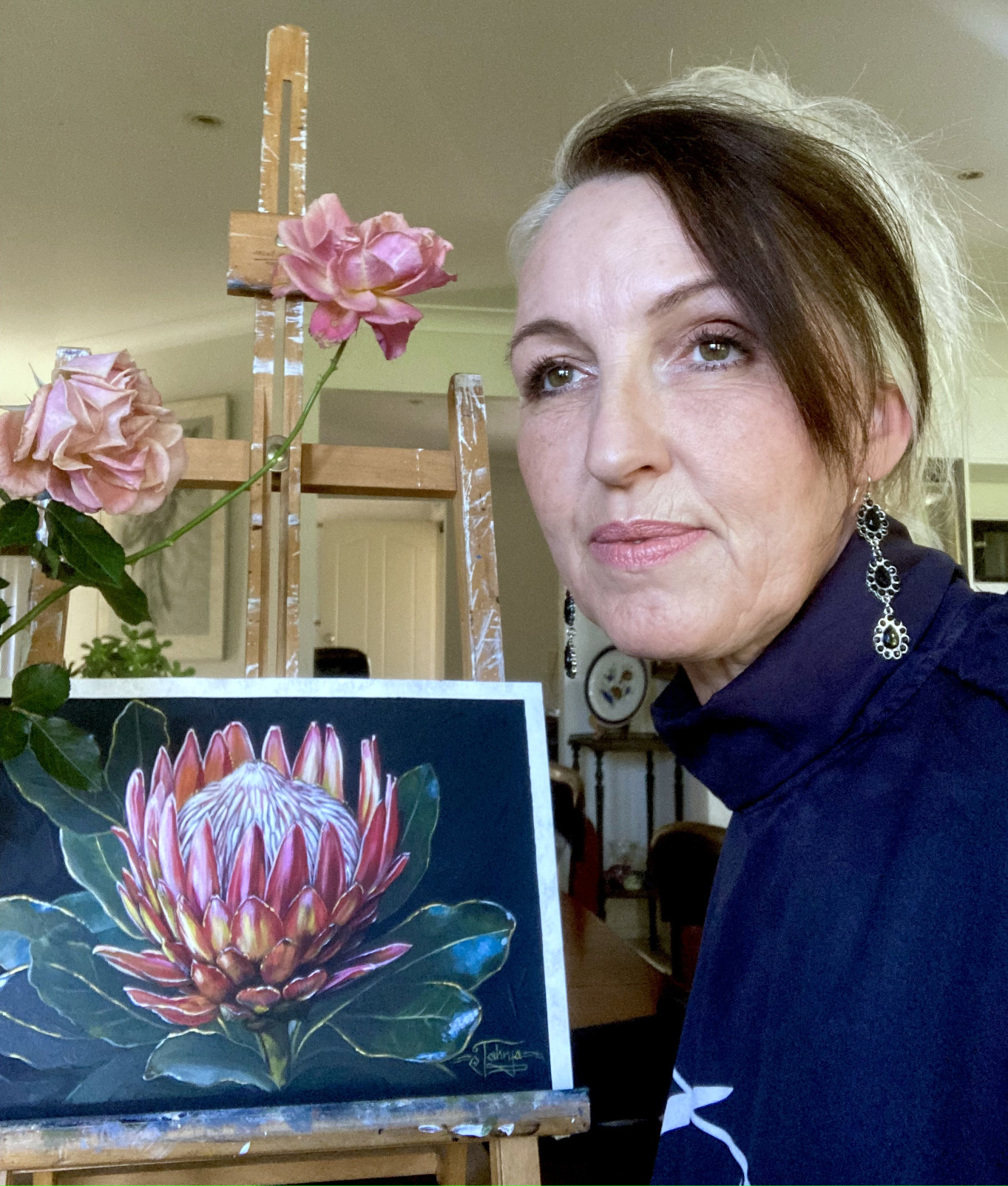 Acrylic Painting of Protea Flower #1