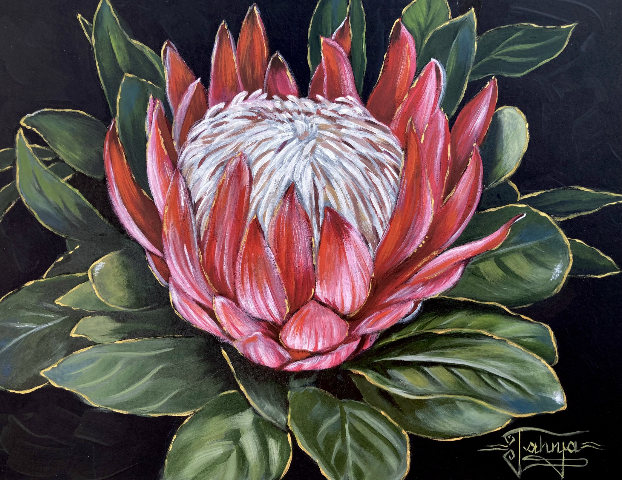 Acrylic Painting of Protea Flower #2