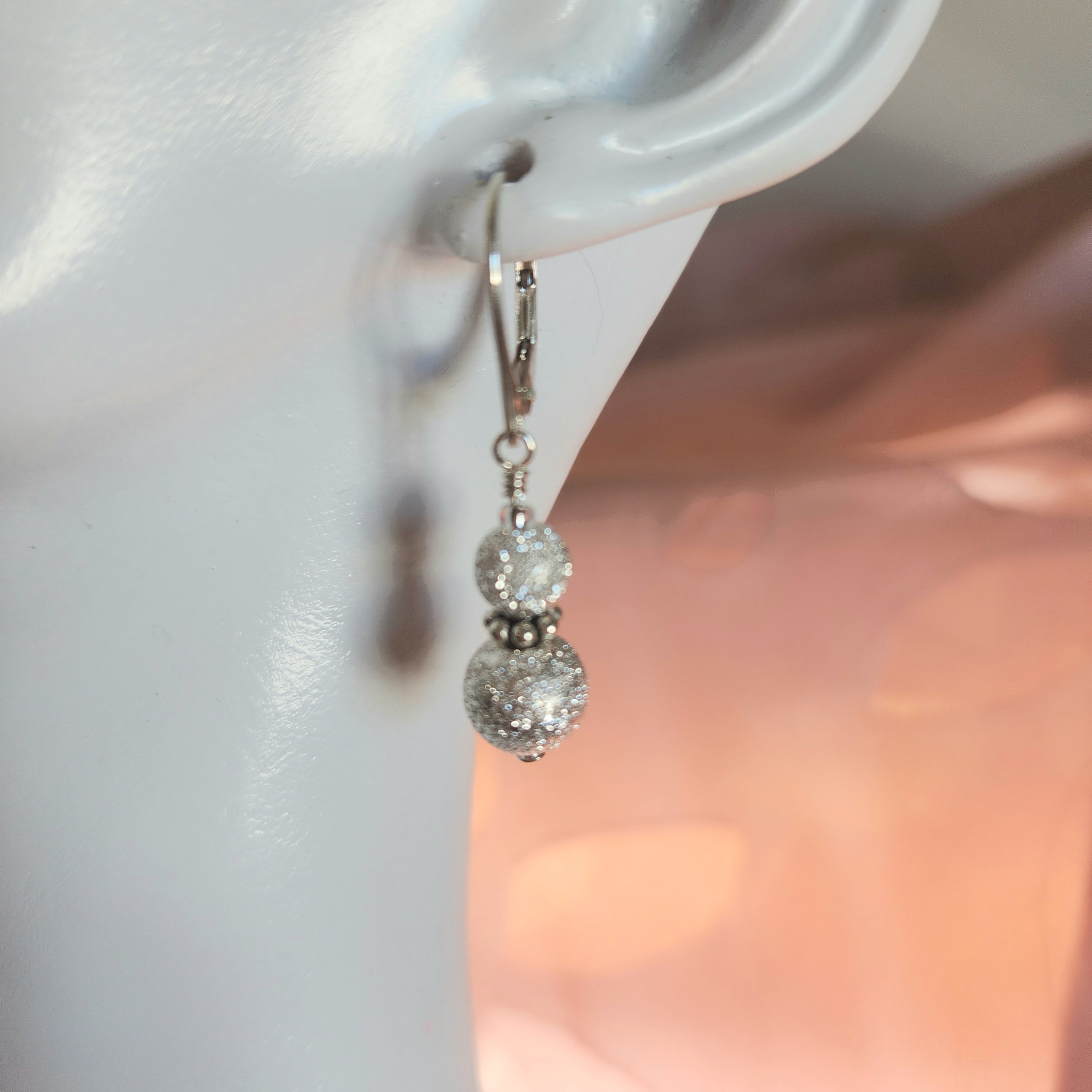 Sterling Silver Double Bead Earrings