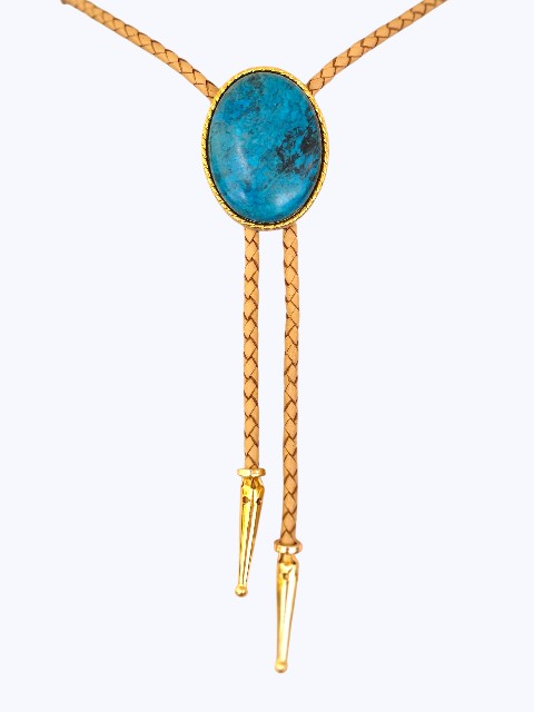 Blue Lace Agate Stone Bolo Tie