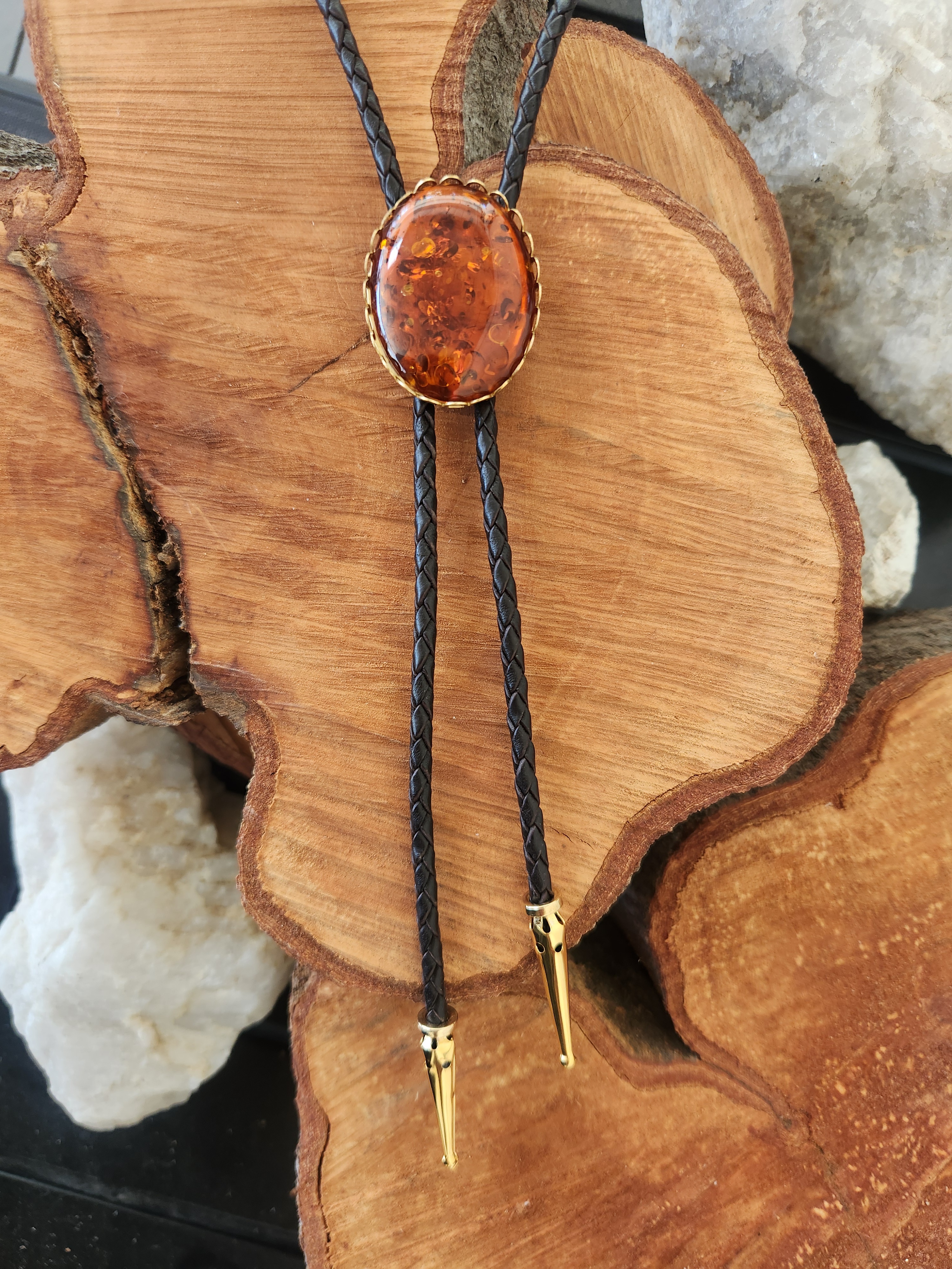 Western Amber Bolo Tie