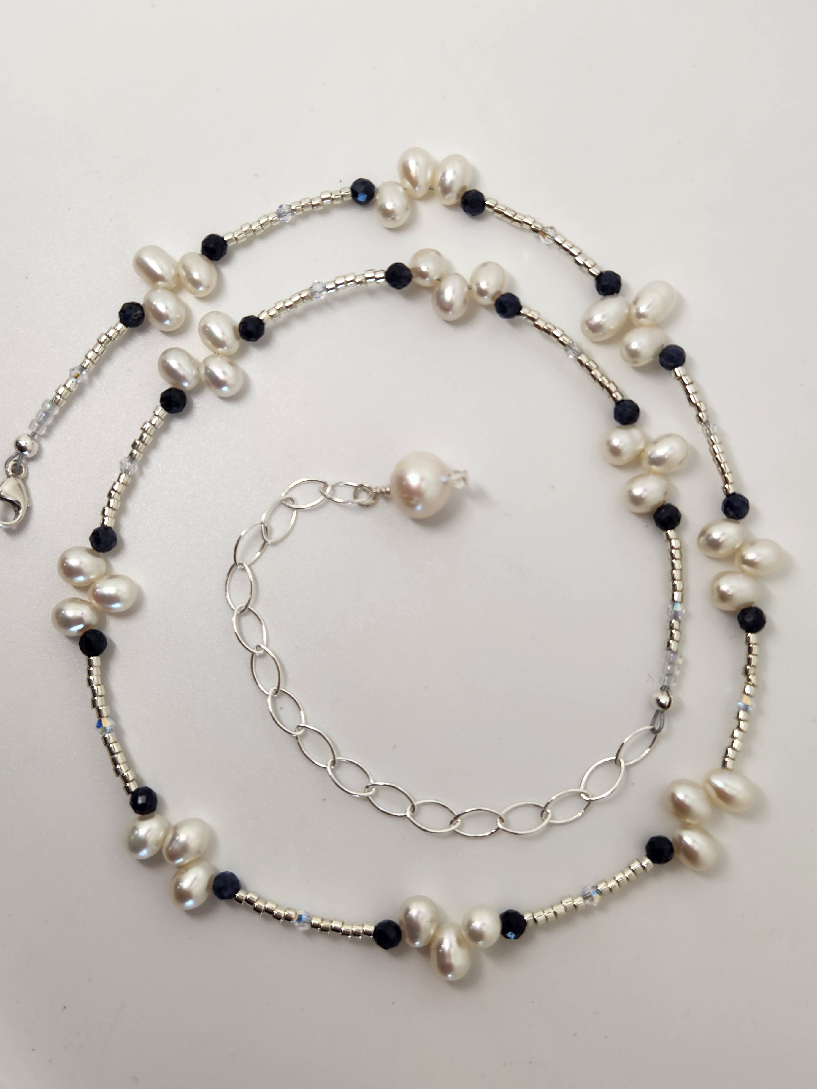 Pearl Cluster and Sapphire Necklace 