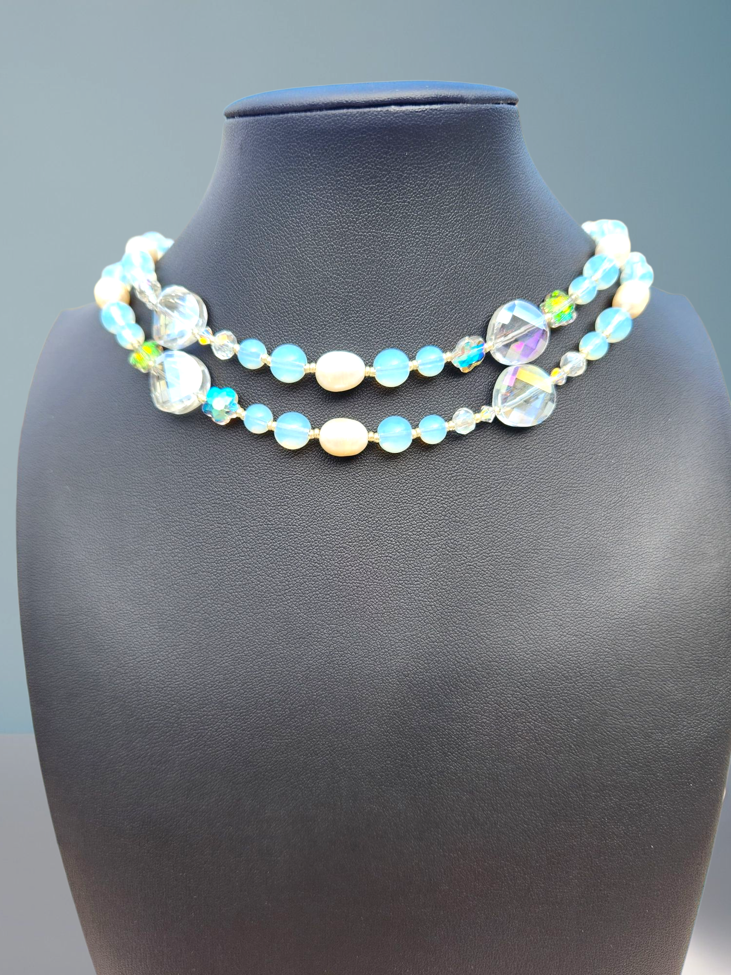 The "Long and Short" Opalescent Beaded Necklace