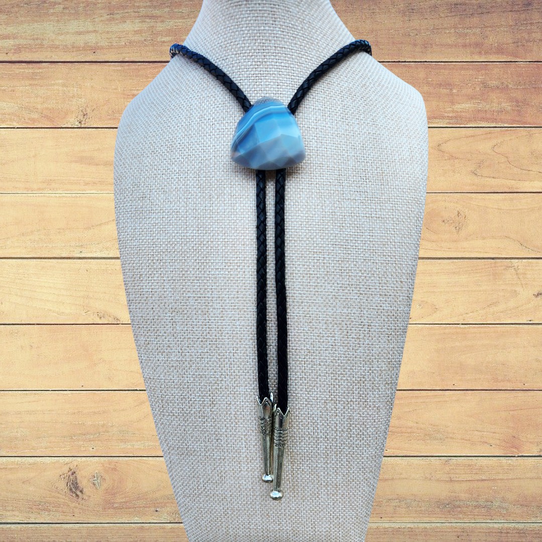 Blue Agate Bolo Tie