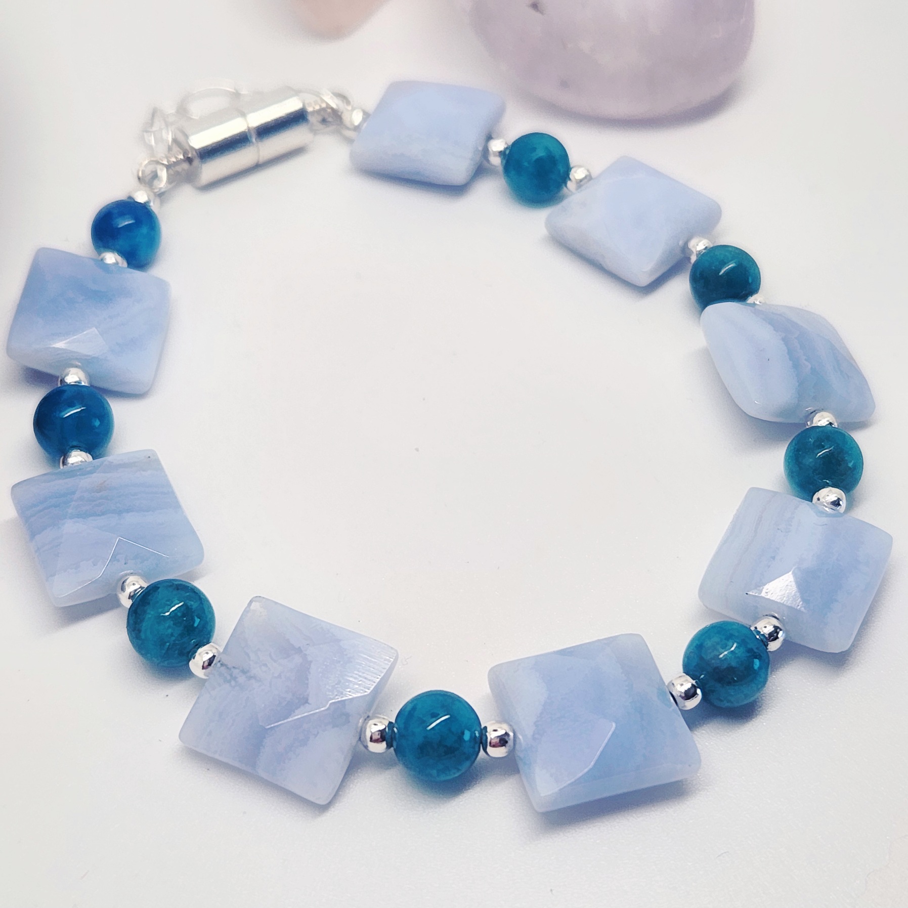 Crazy Lace Agate and Apatite Bracelet