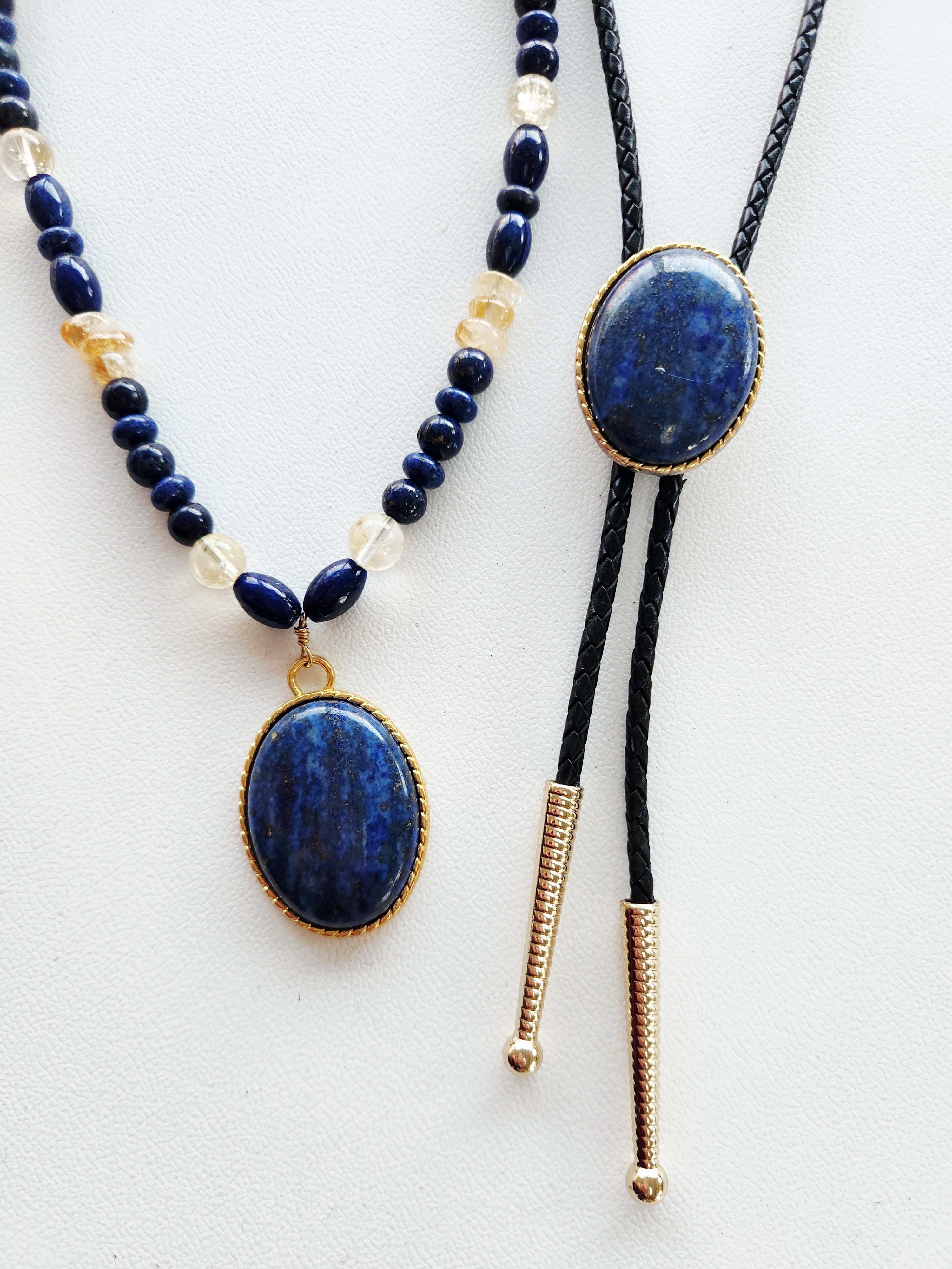 Lapis Lazuli "His and Her" Cabochon Bolo Set