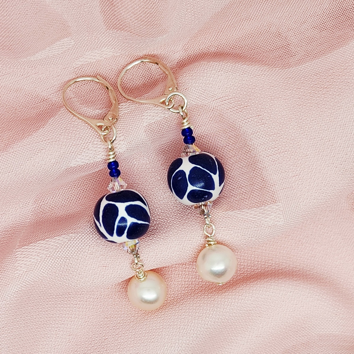 Talavera and Pearl Dangle Earrings