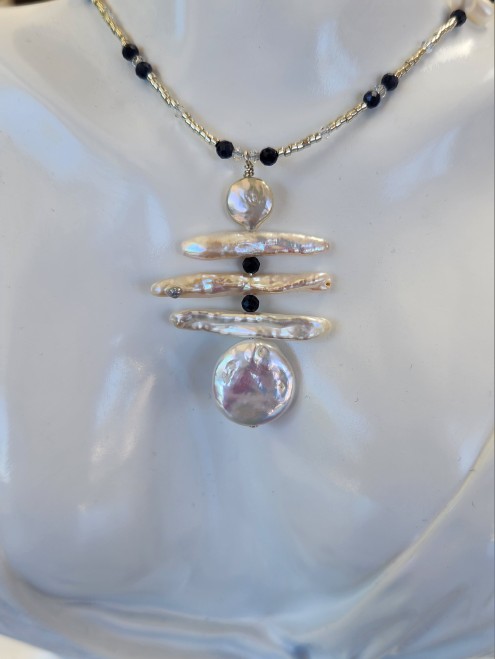 Stick Pearl and Sapphire Jewelry Set