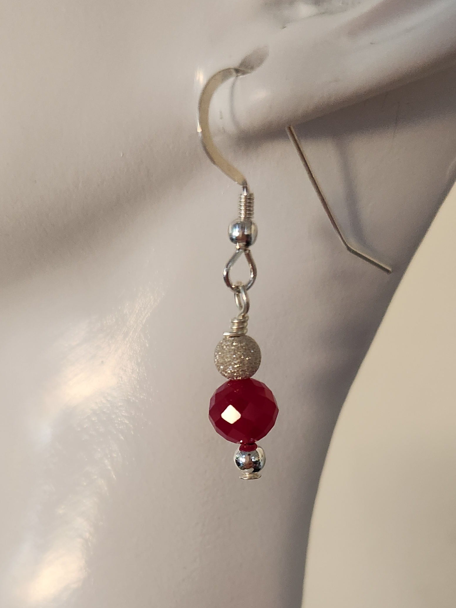 Silver Stardust Ruby Earrings