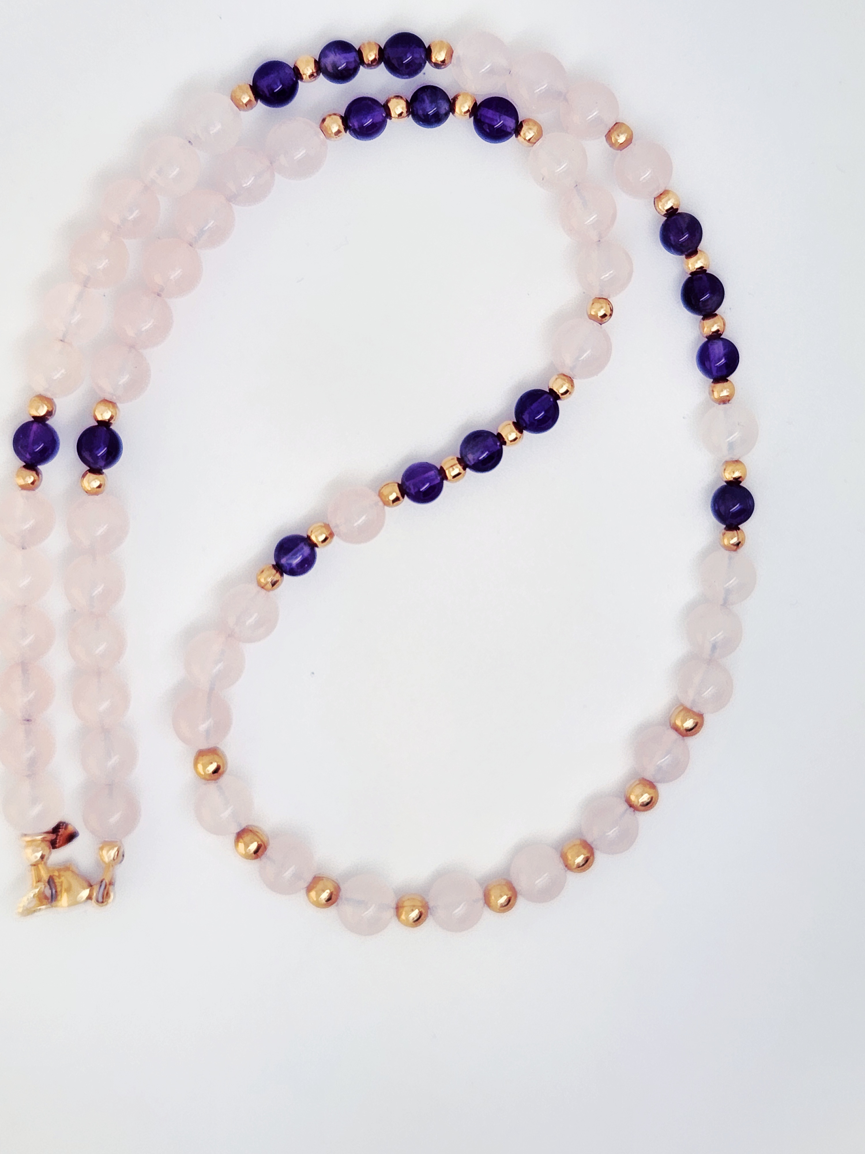 Rose Quartz and Amethyst Bead Necklace
