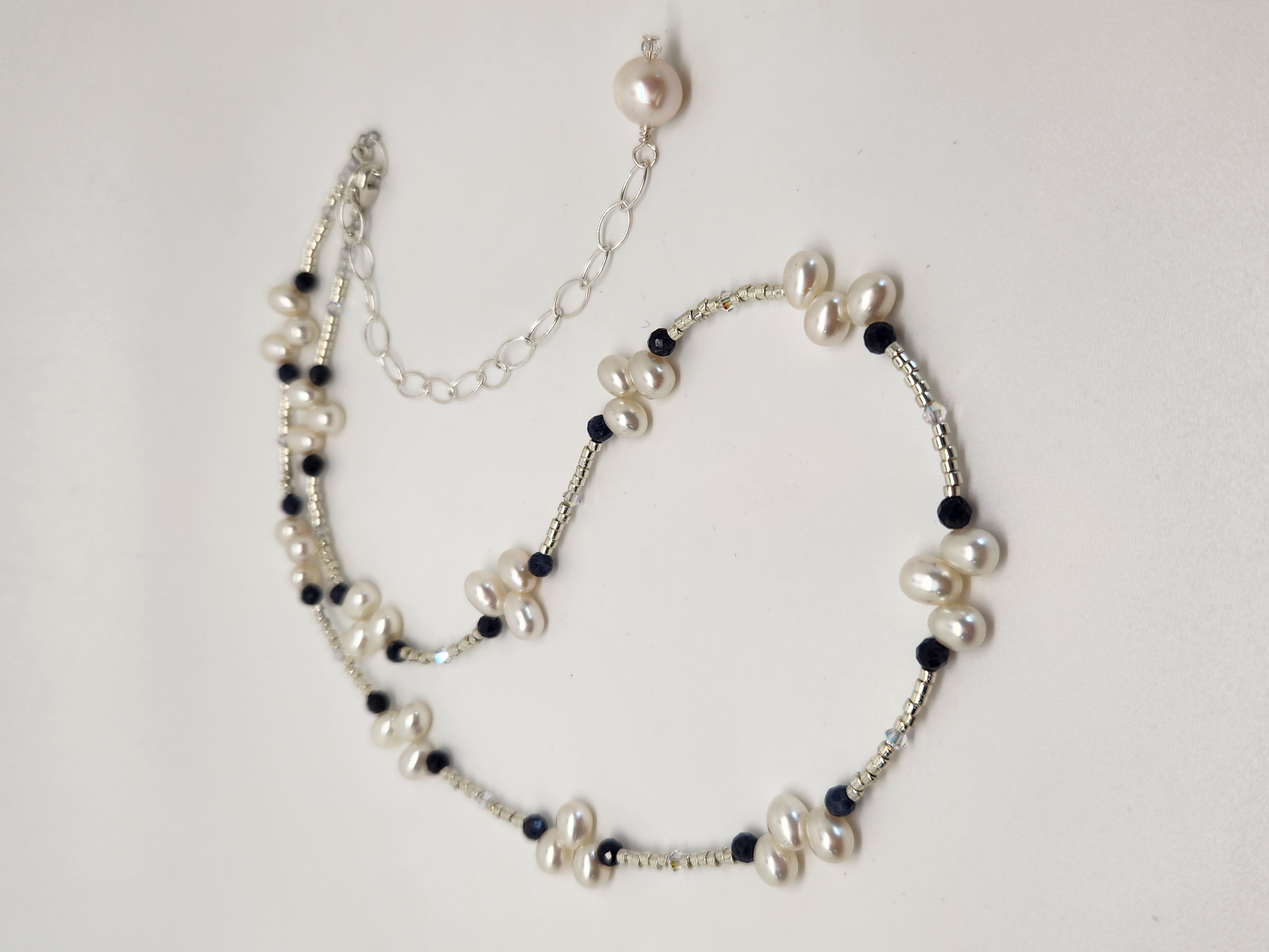 Pearl Cluster and Sapphire Necklace 