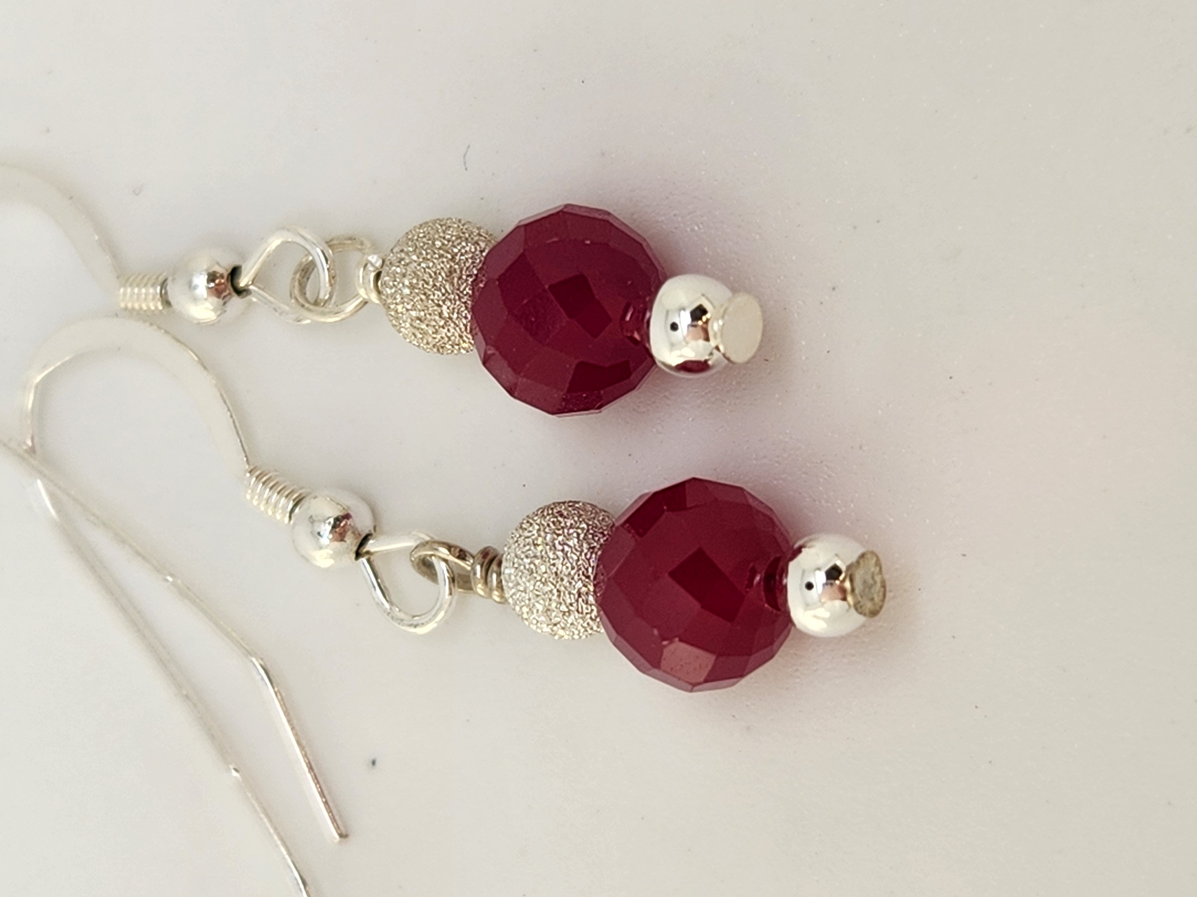 Silver Stardust Ruby Earrings