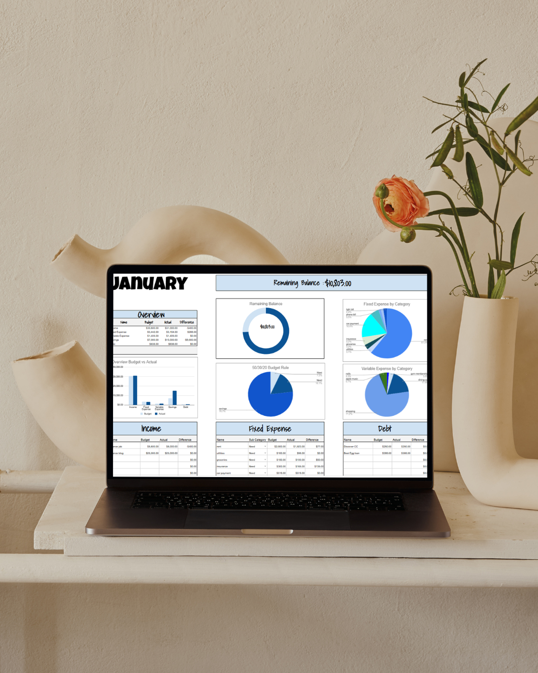 GoogleSheets Budget Tracker _Blue