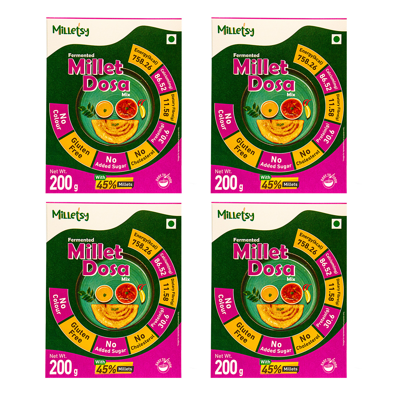 Milletsy Millet Dosa Mix (Fermented) Pack of 4 