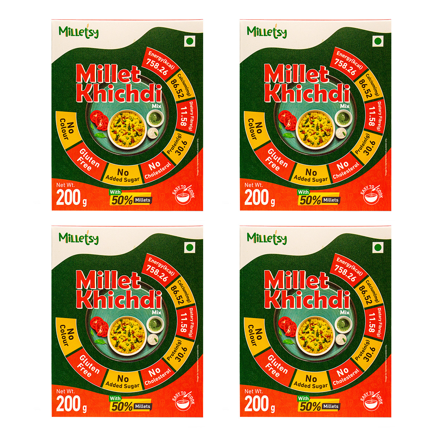 Milletsy Millet Khichdi Mix (Activated) Pack of 4