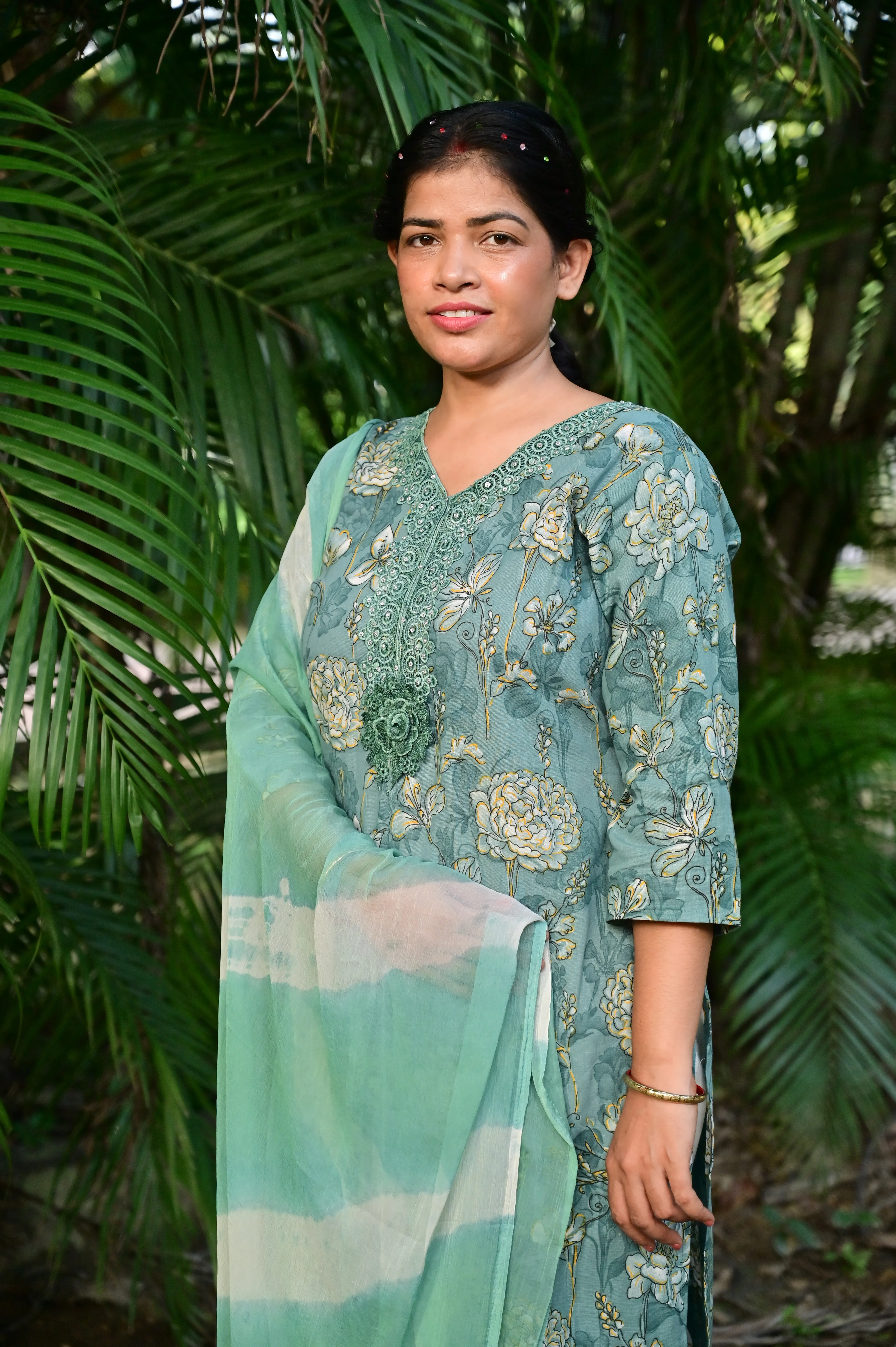 Cotton Flex Kurta Set With Floral Print