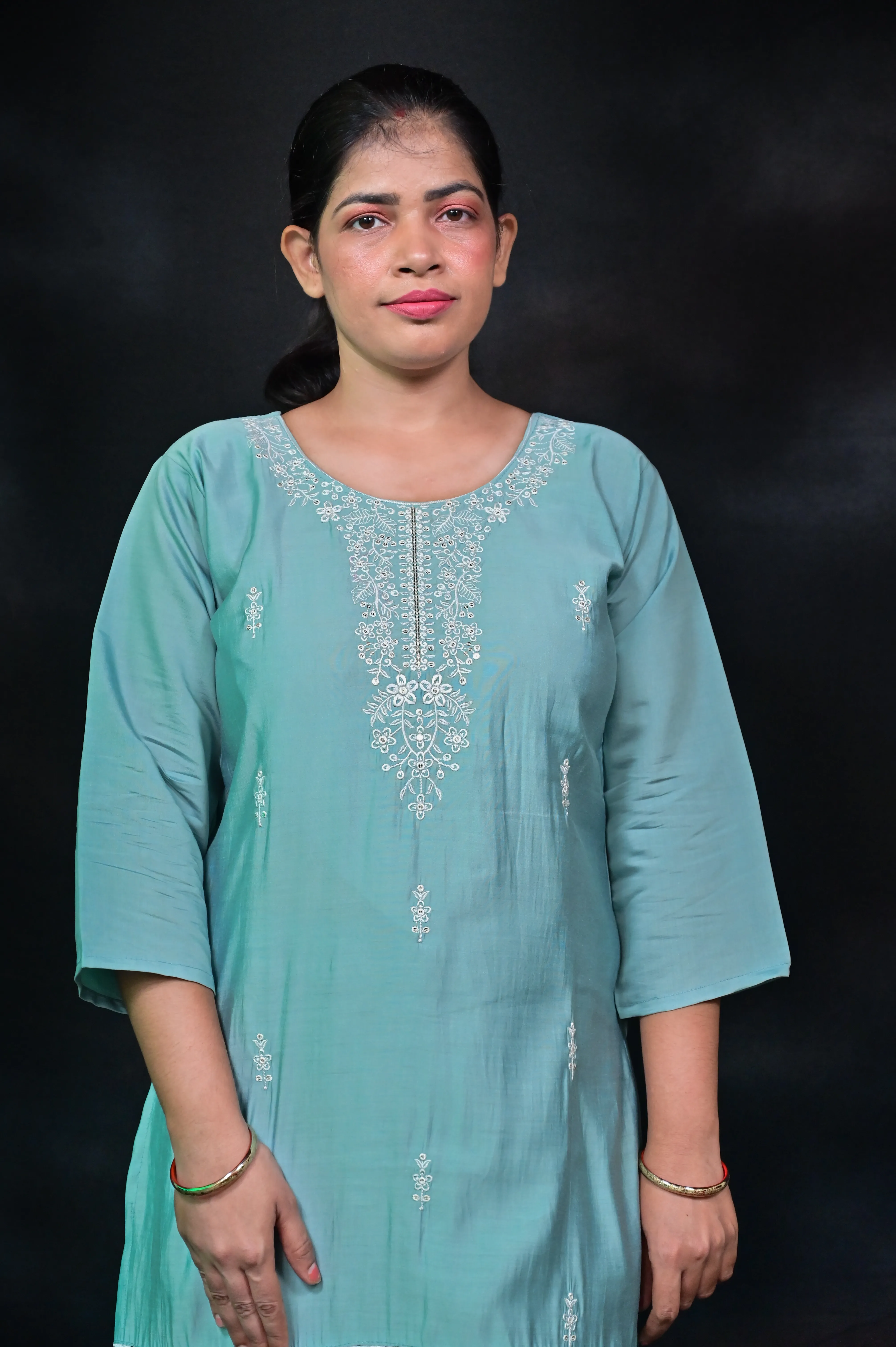 Soft aqua cotton twill co-ord set