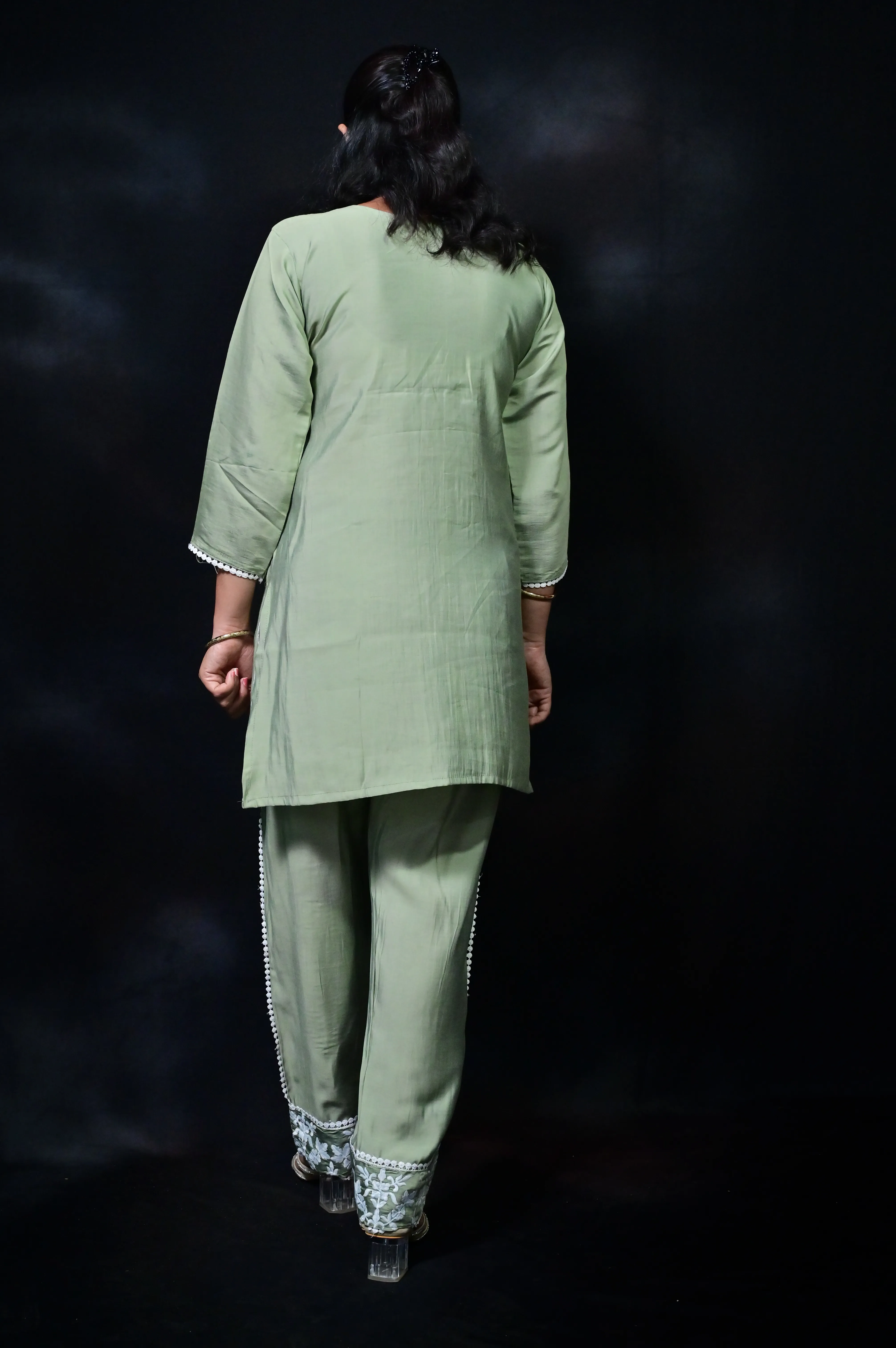 Lilac Roman Silk Embroidered Co-Ord Set