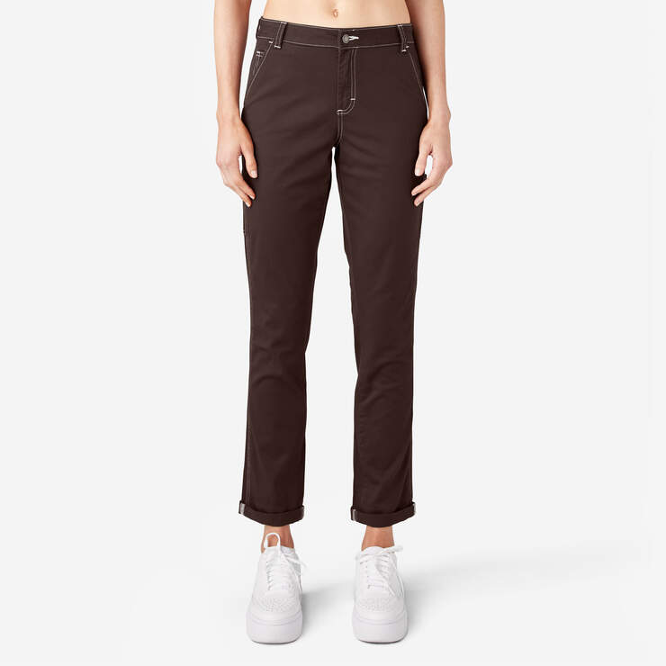 Dickies Women's Slim Straight Fit Roll Hem Carpenter Pants