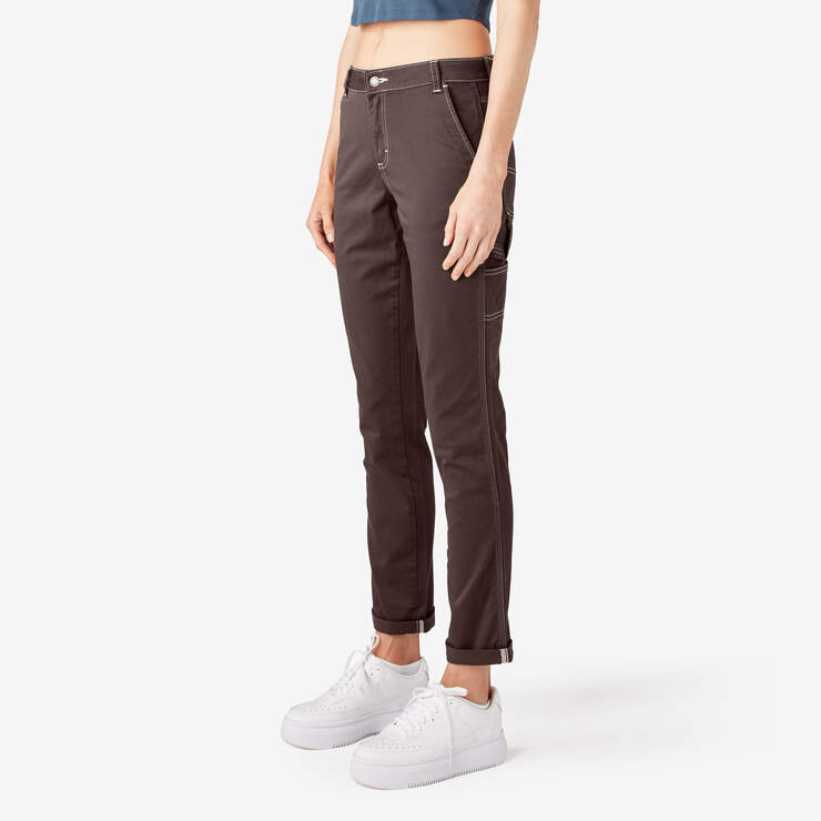 Dickies Women's Slim Straight Fit Roll Hem Carpenter Pants