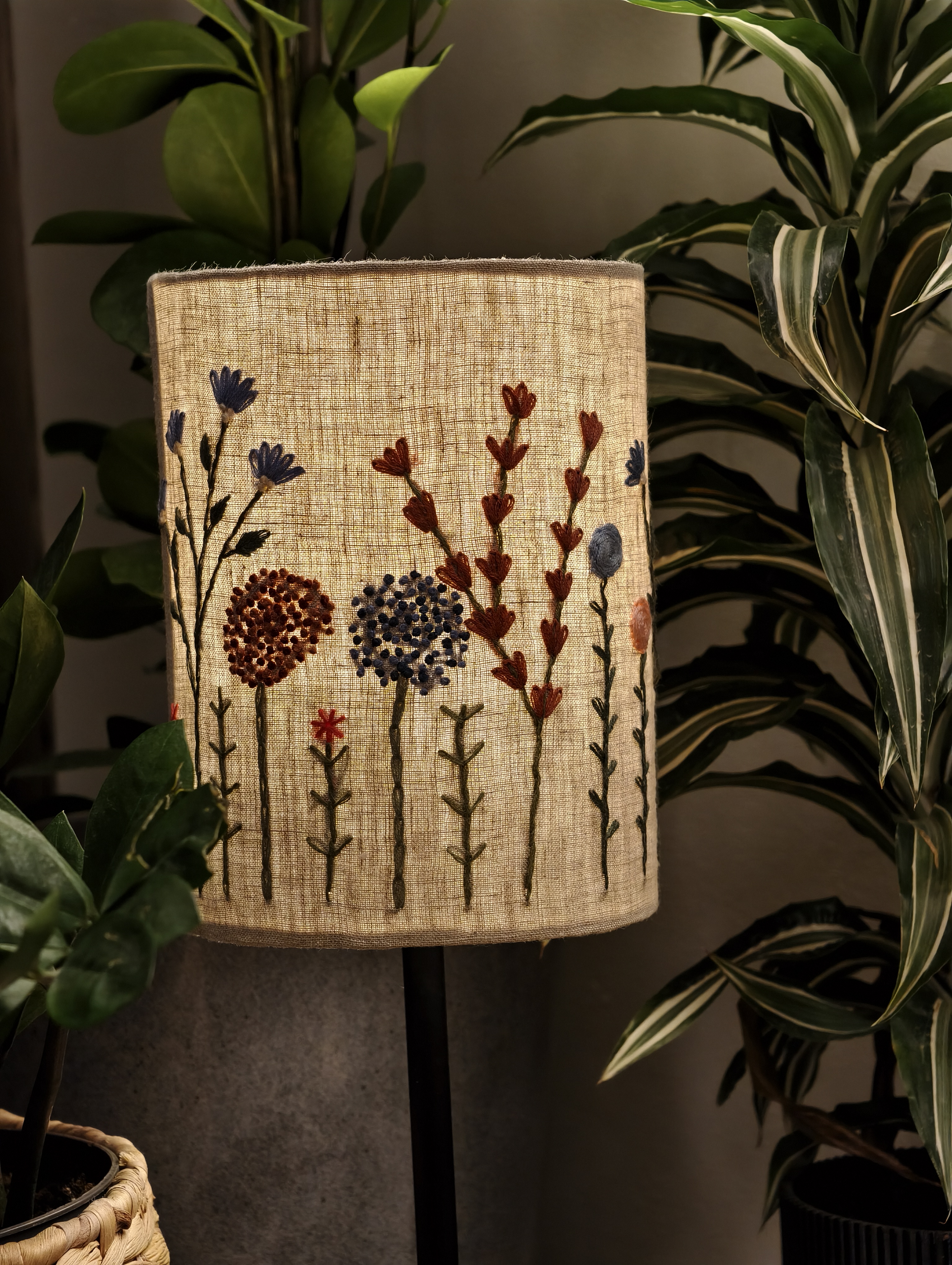 Embroidered Floral Lampshade D15cm 