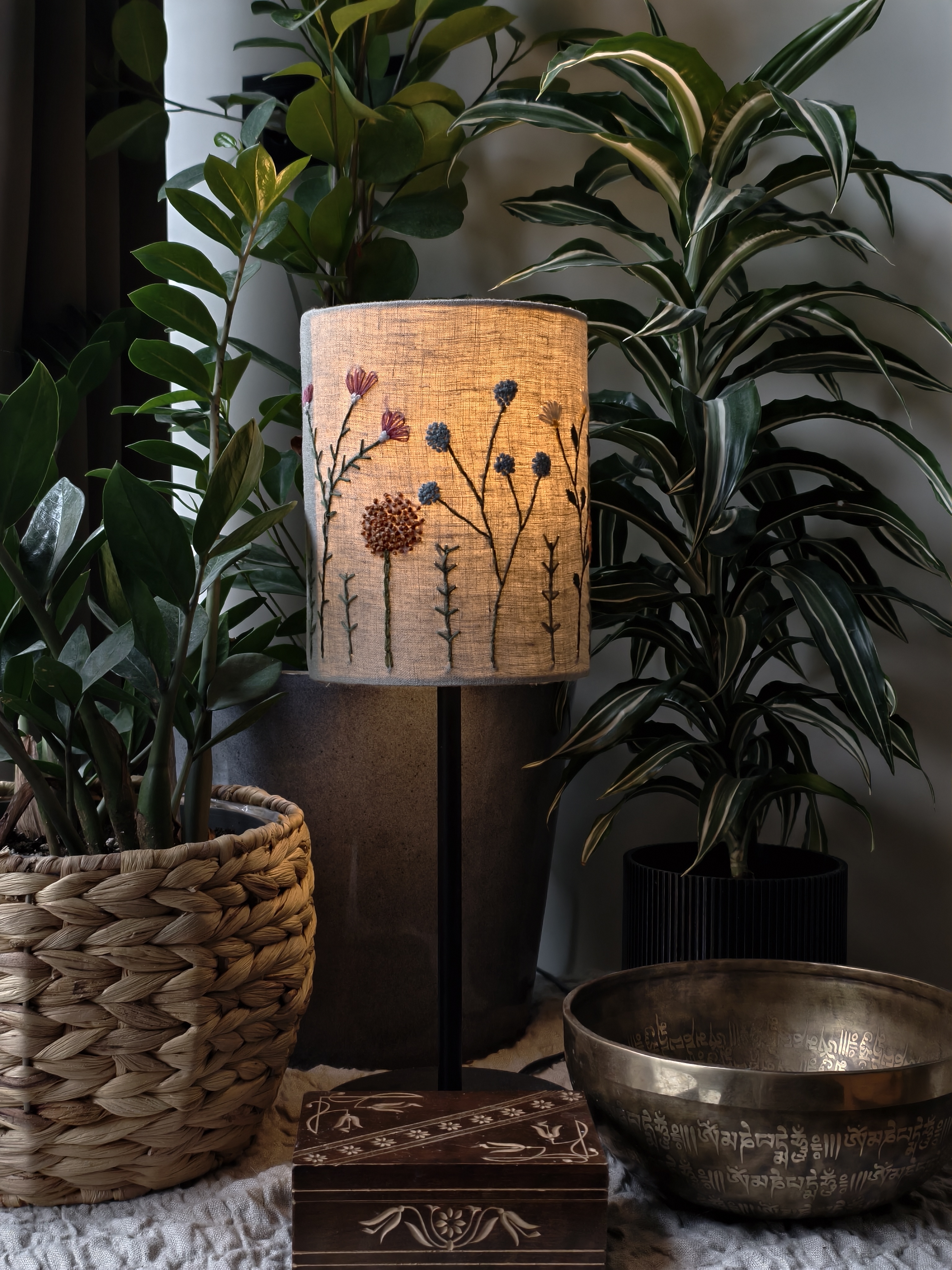 Embroidered Floral Lampshade D15cm
