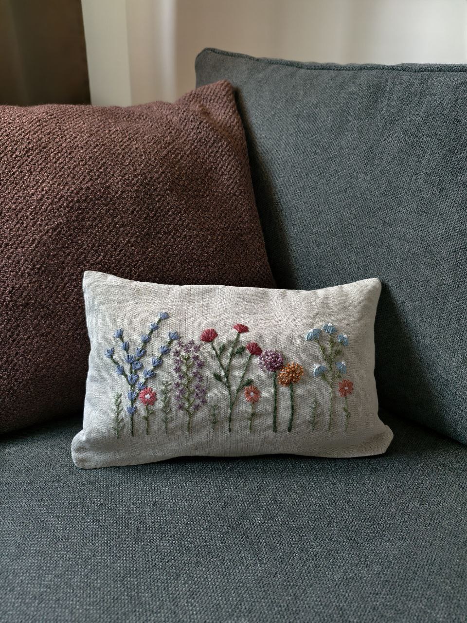 Floral Embroidered Linen Pillows&Cushion C02