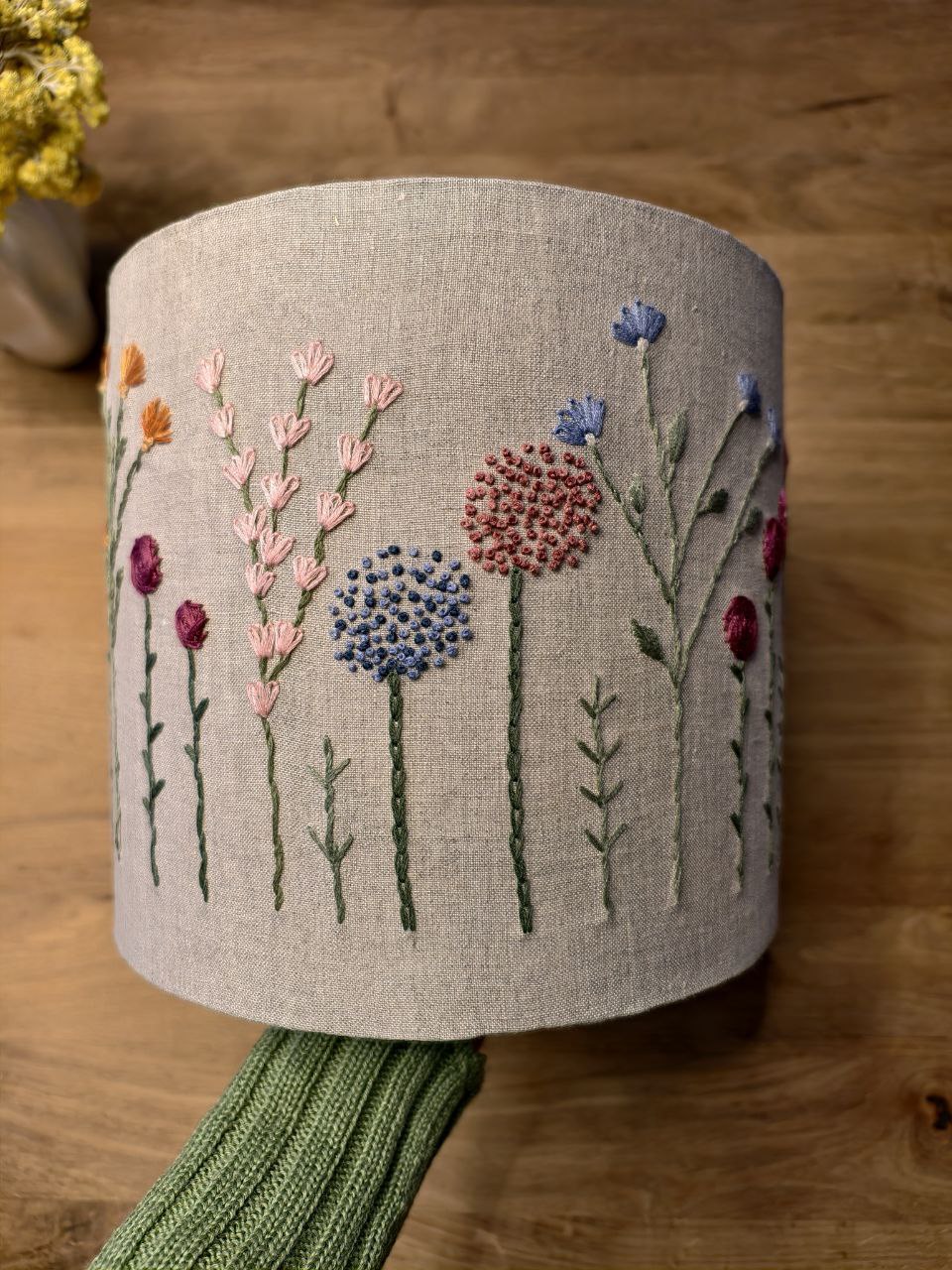 Embroidered Linen Lampshade D25cm 