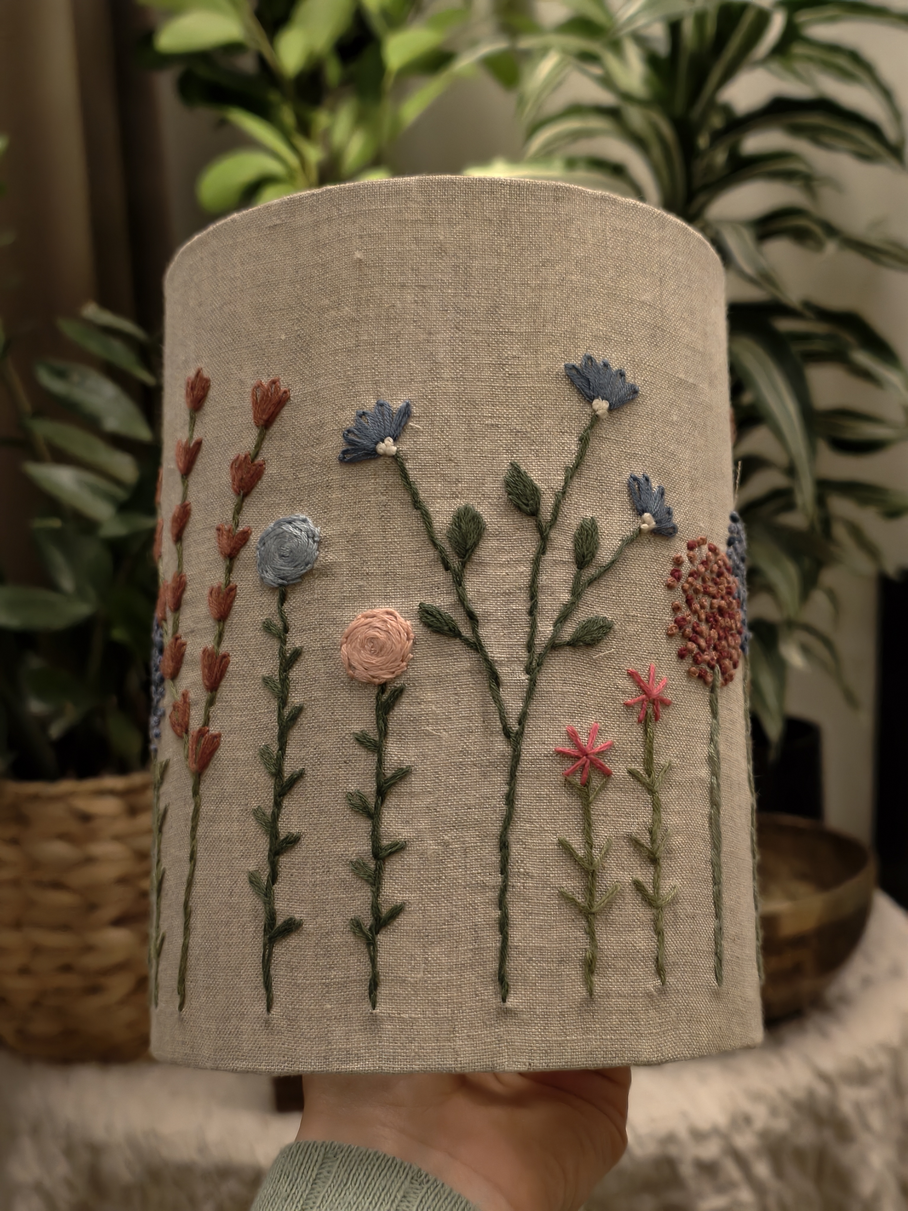 Embroidered Floral Lampshade D15cm 