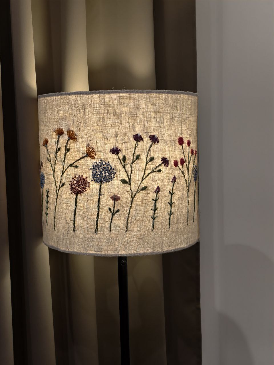Embroidered Linen Lampshade D30cm 