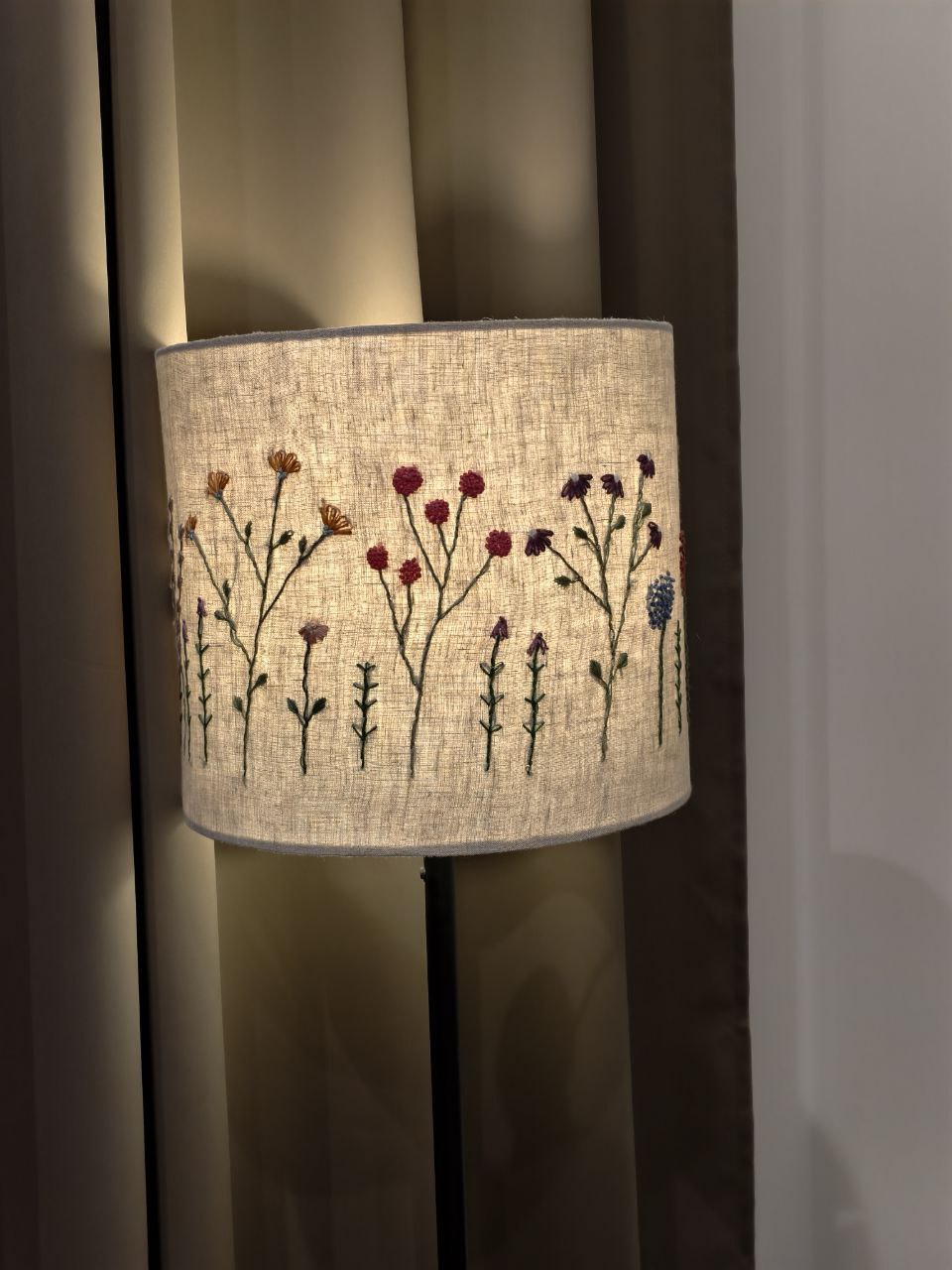 Embroidered Linen Lampshade D30cm 