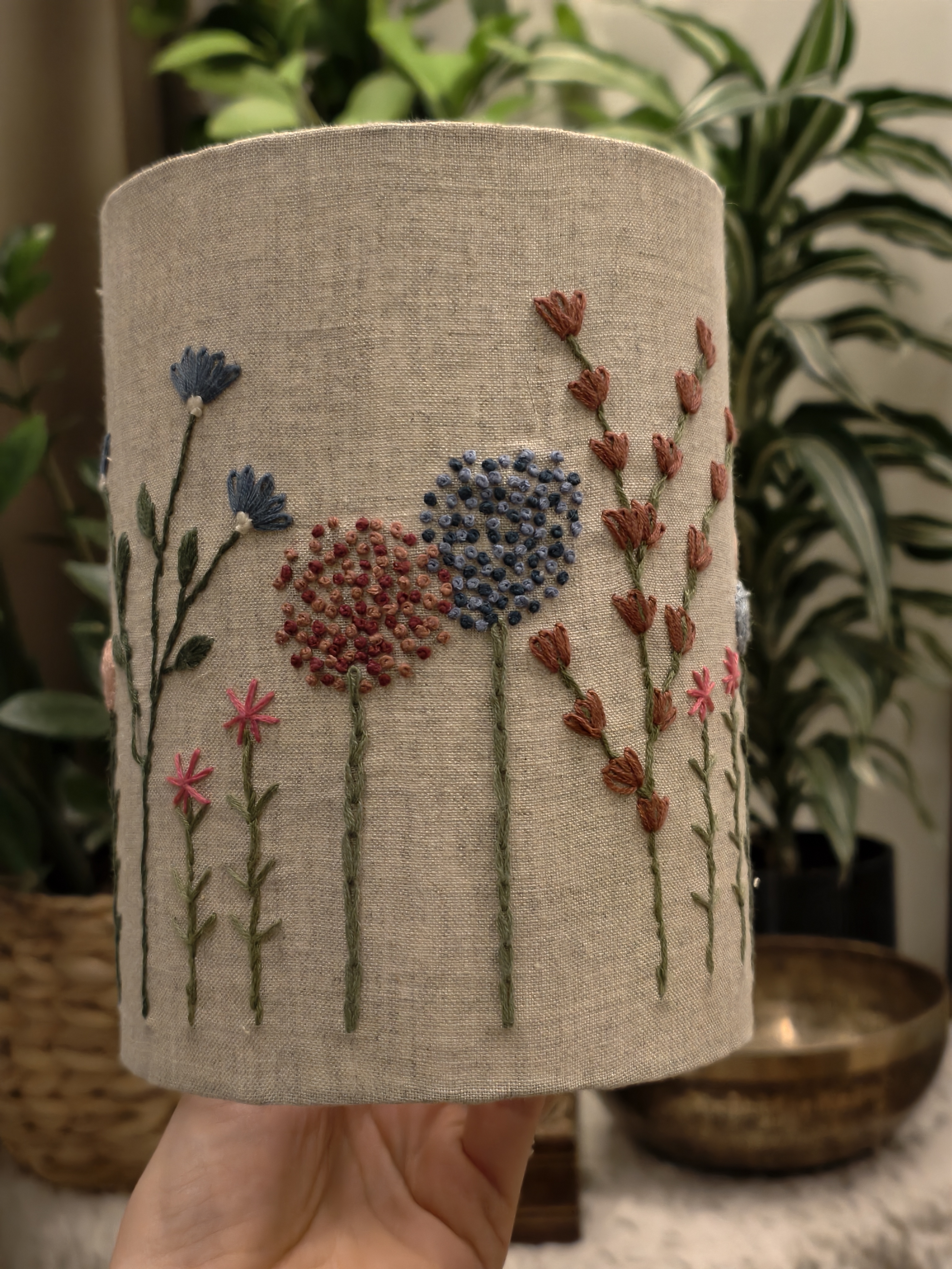 Embroidered Floral Lampshade D15cm 